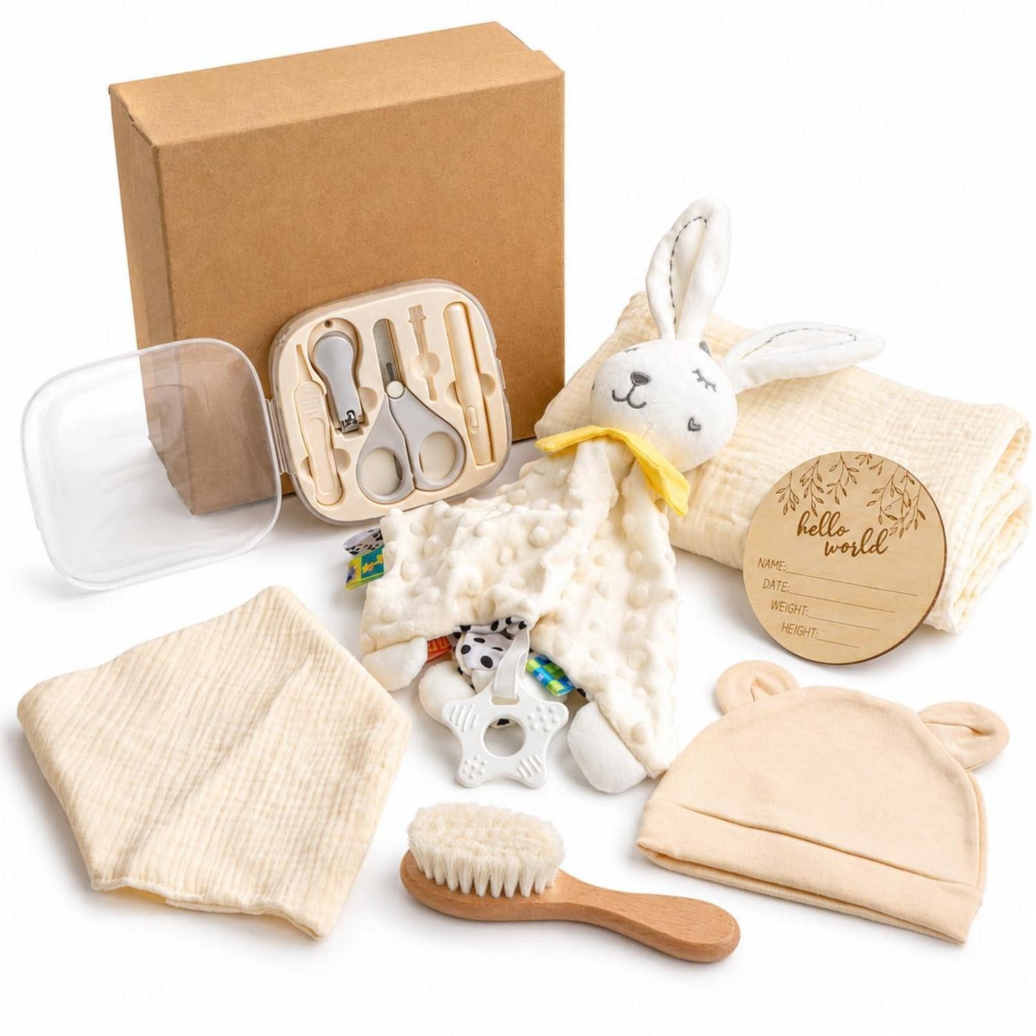 LuxusKollektion Geschenkbox Neugeborenen Geschenkset 7-in-1 Beige