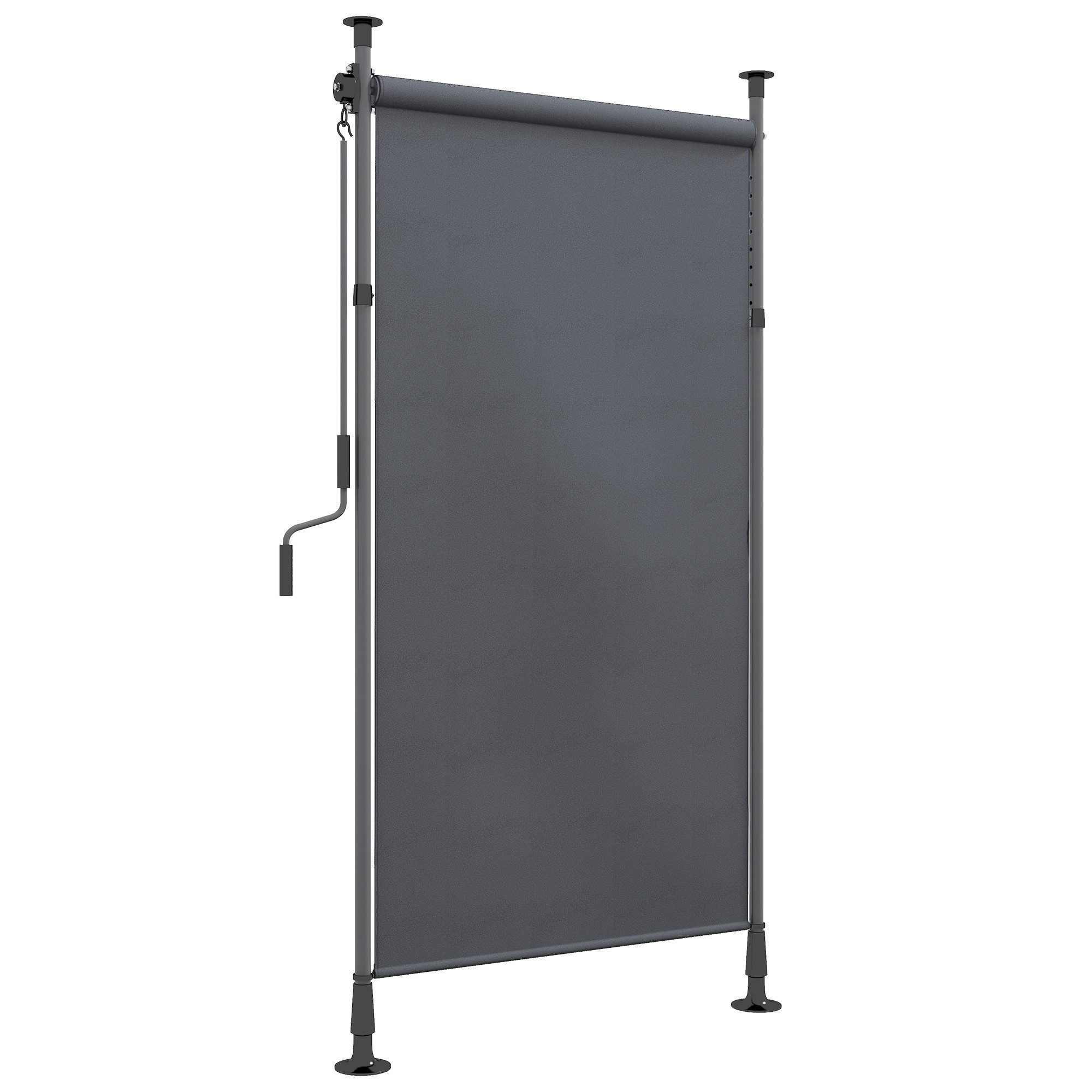 REDOM Senkrechtmarkise Dunkelgrau 150x220-310 cm, mit Kurbel, wetterfestes Polyester (Packung, 1-St., Balkonrollo für Sichtschutz & Sonnenschutz) Ideal für Balkon, Terrasse & Garten – flexibel einstellbar 220-310 cm