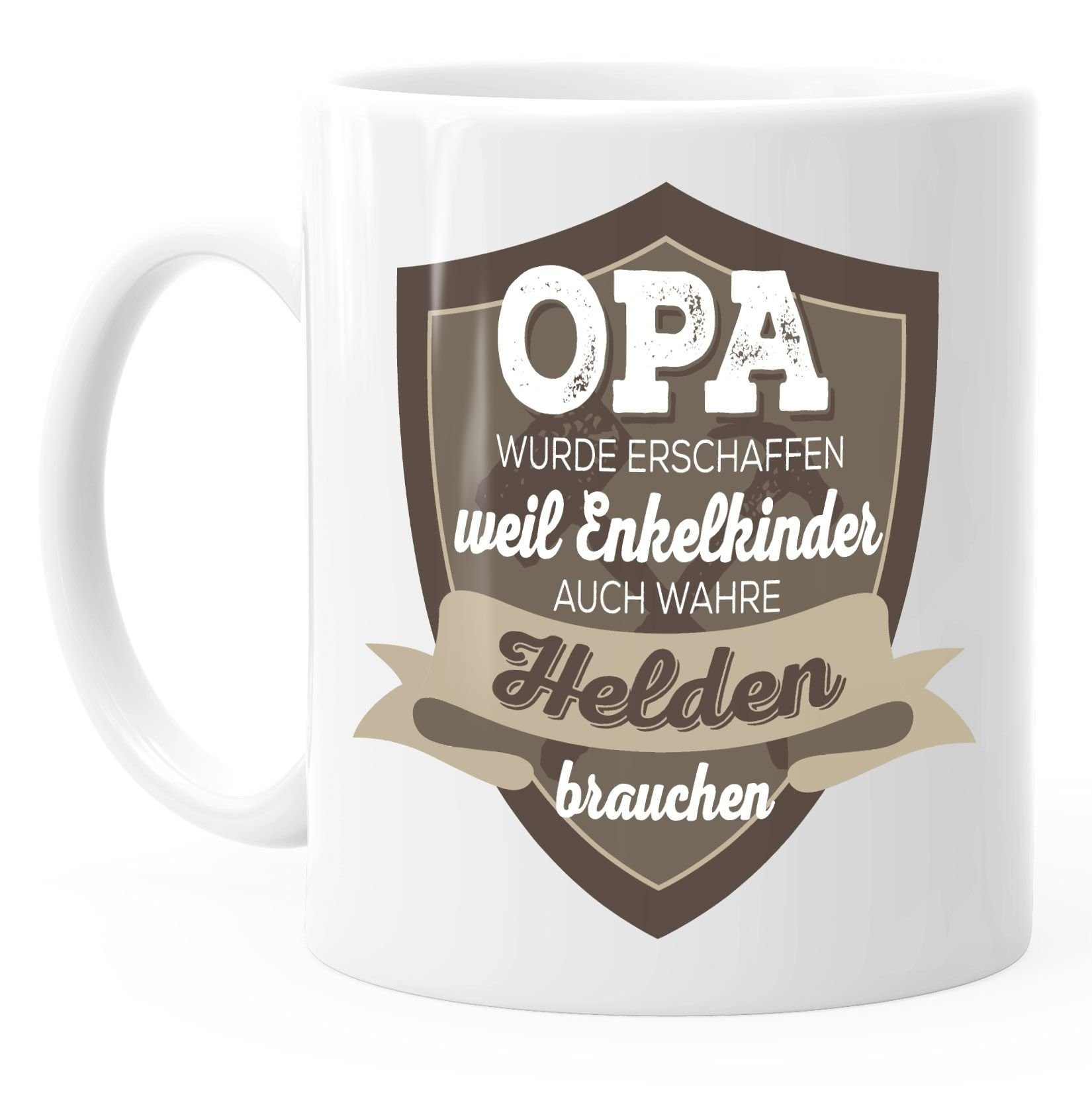Opa auch geschaffen Helden Geschenk-Tasse MoonWorks Keramik Spruch wahre Kaffee-Tasse Enkelkinder Tasse MoonWorks®, weil brauchen wurde