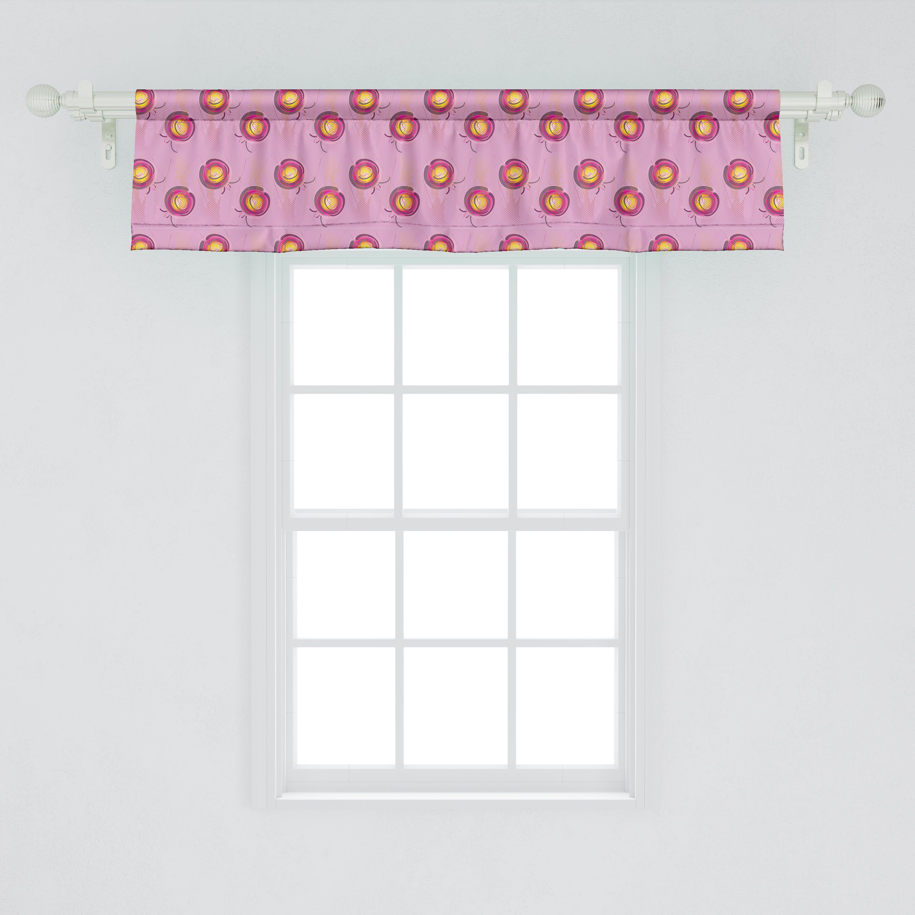 Scheibengardine Vorhang Volant für mit Schlafzimmer Halbton-Kunst Floral Abstrakt Küche Microfaser, Dekor Quirky Stangentasche, Abakuhaus