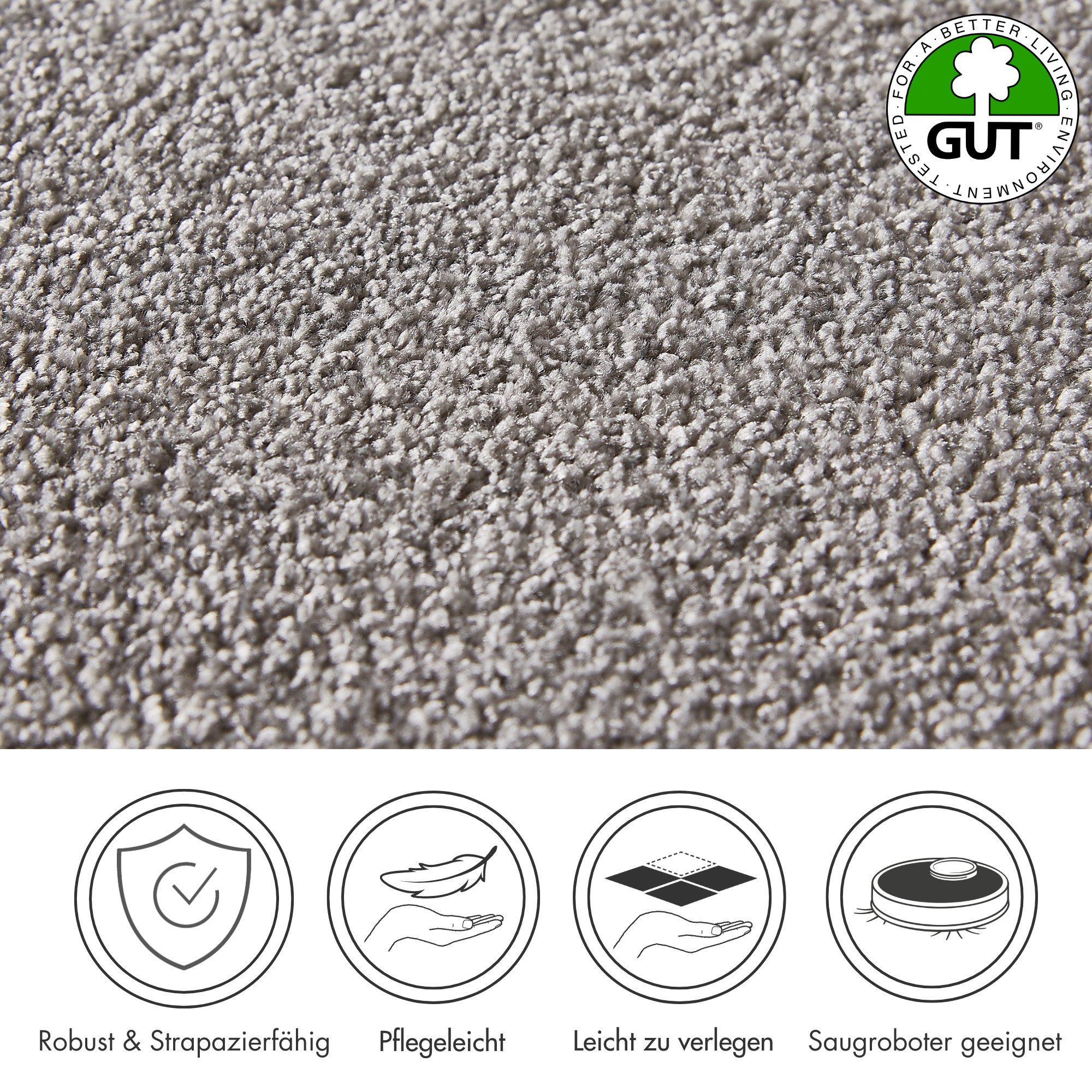 Andiamo Teppichboden Verona, Velours, Gesamthöhe 6 mm, Luxusklasse LC2, rechteckig, Uni Farben, Breite 400 cm oder 500 cm, strapazierfähig, pflegeleicht