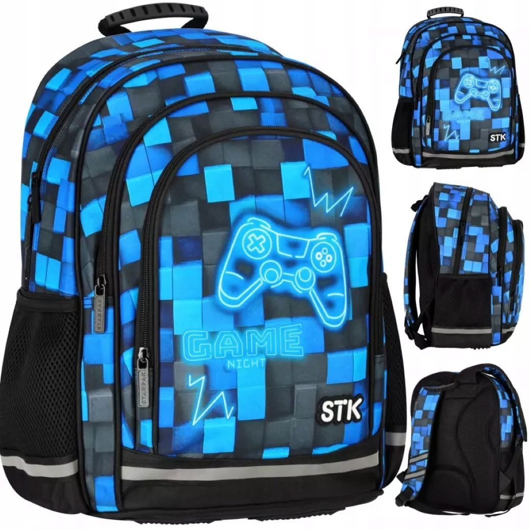 Starpak Schulrucksack Starpak Schulrucksack Jungen Pixel Blau Ergonomisch Wasserdicht (1-tlg)