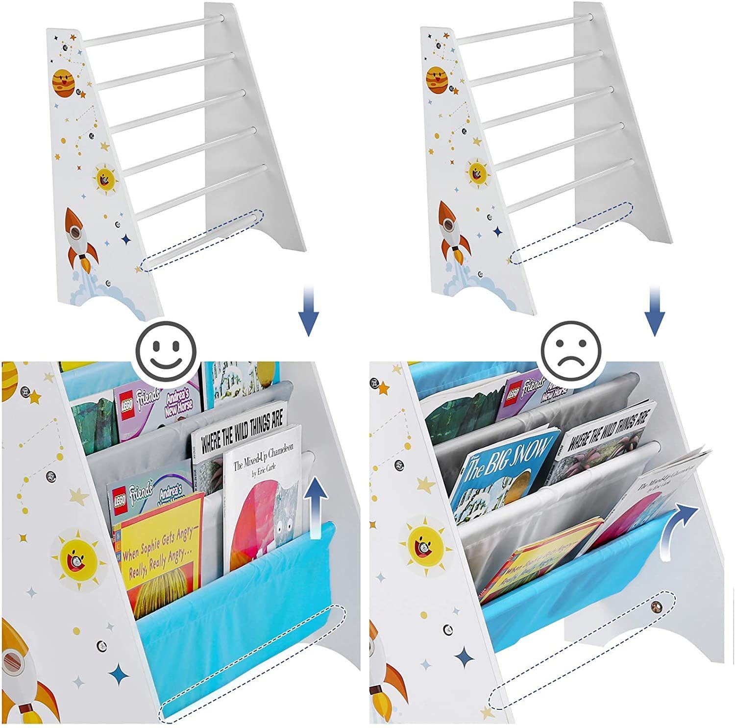 Bücherregal, x cm 60 28 Kinderzimmerregal, SONGMICS Kippschutz, x 62,5 mit