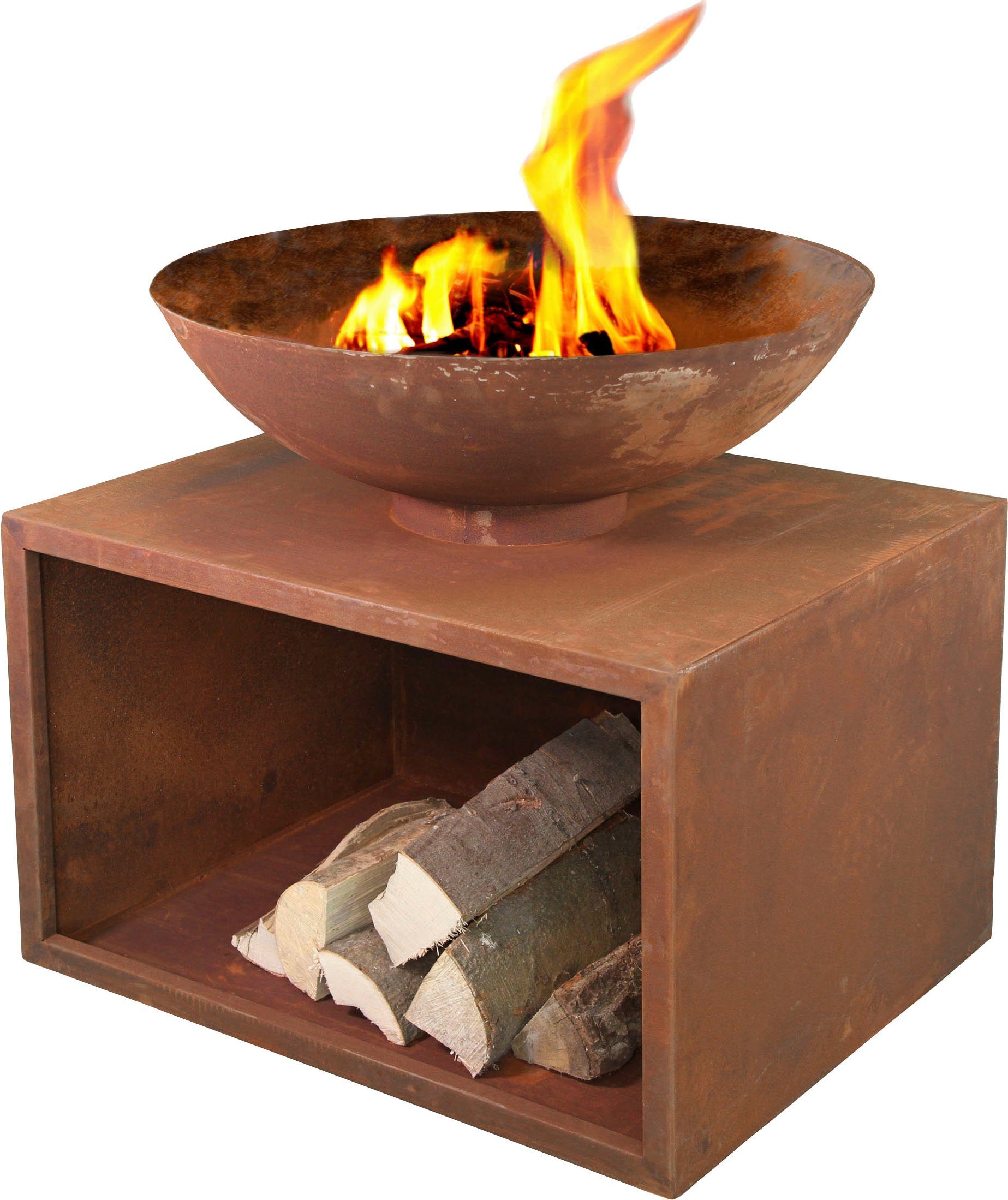 Buschbeck Holzkohlegrill Planchagrill Rubigo rostoptik, BxH: 70x70cm