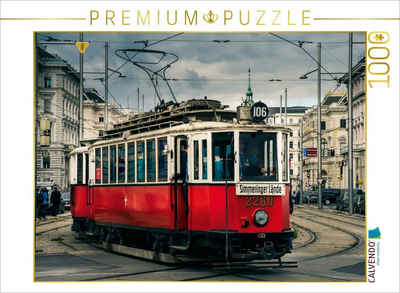 CALVENDO Puzzle CALVENDO Puzzle Oldtimer-Straßenbahn Type H1 am Wiener Schwarzenbergplatz, hergestellt 1910 von der Waggonfabrik Simmering 1000 Teile Lege-Größe 64 x 48 cm Foto-Puzzle Bild von Boris Werner, 1000 Puzzleteile