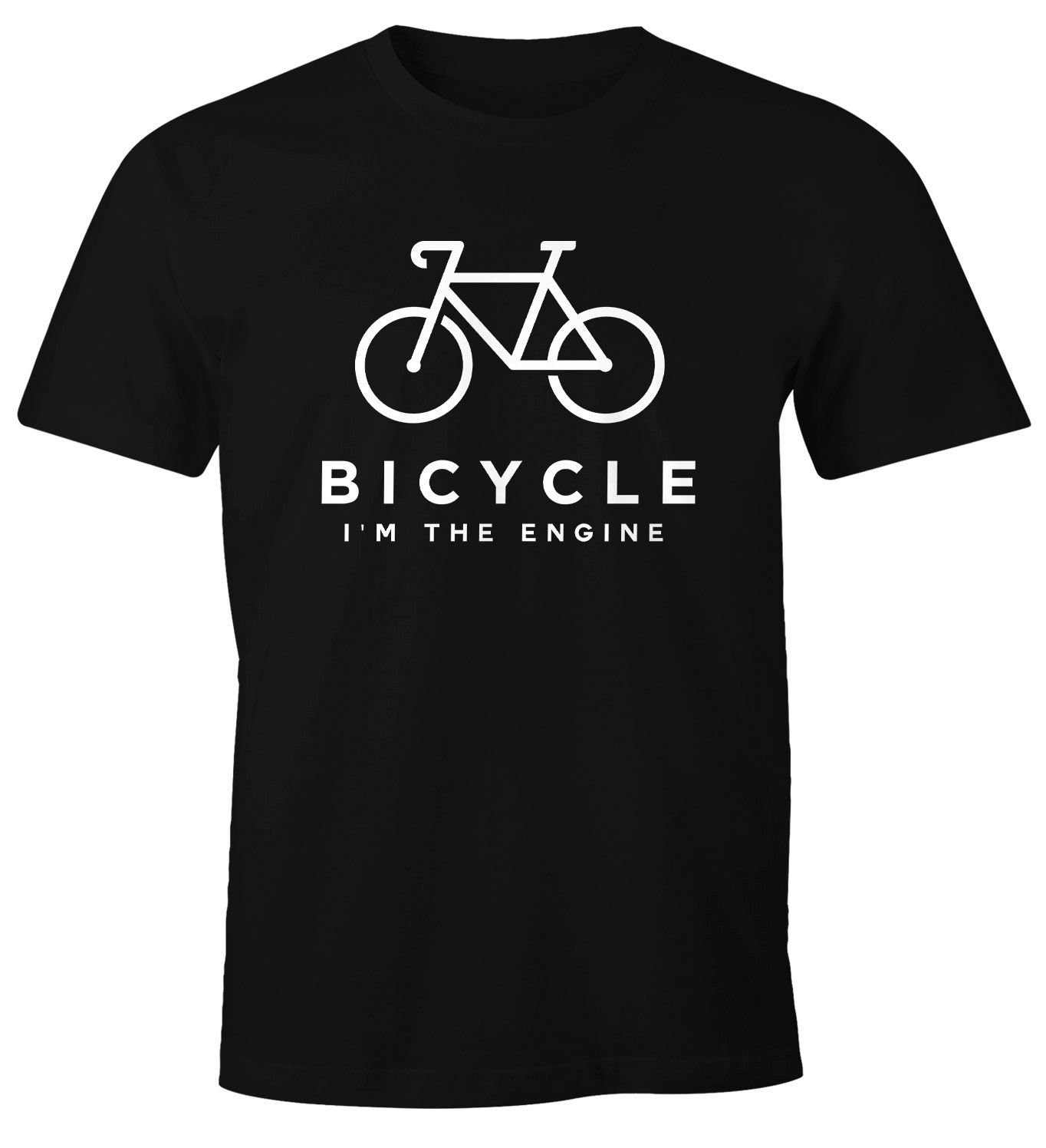 MoonWorks Print-Shirt Herren T-Shirt Fahrrad Sprüche Bicycle I'm the Engine Bike Rad Fun-Shirt Spruch lustig Moonworks® mit Print schwarz