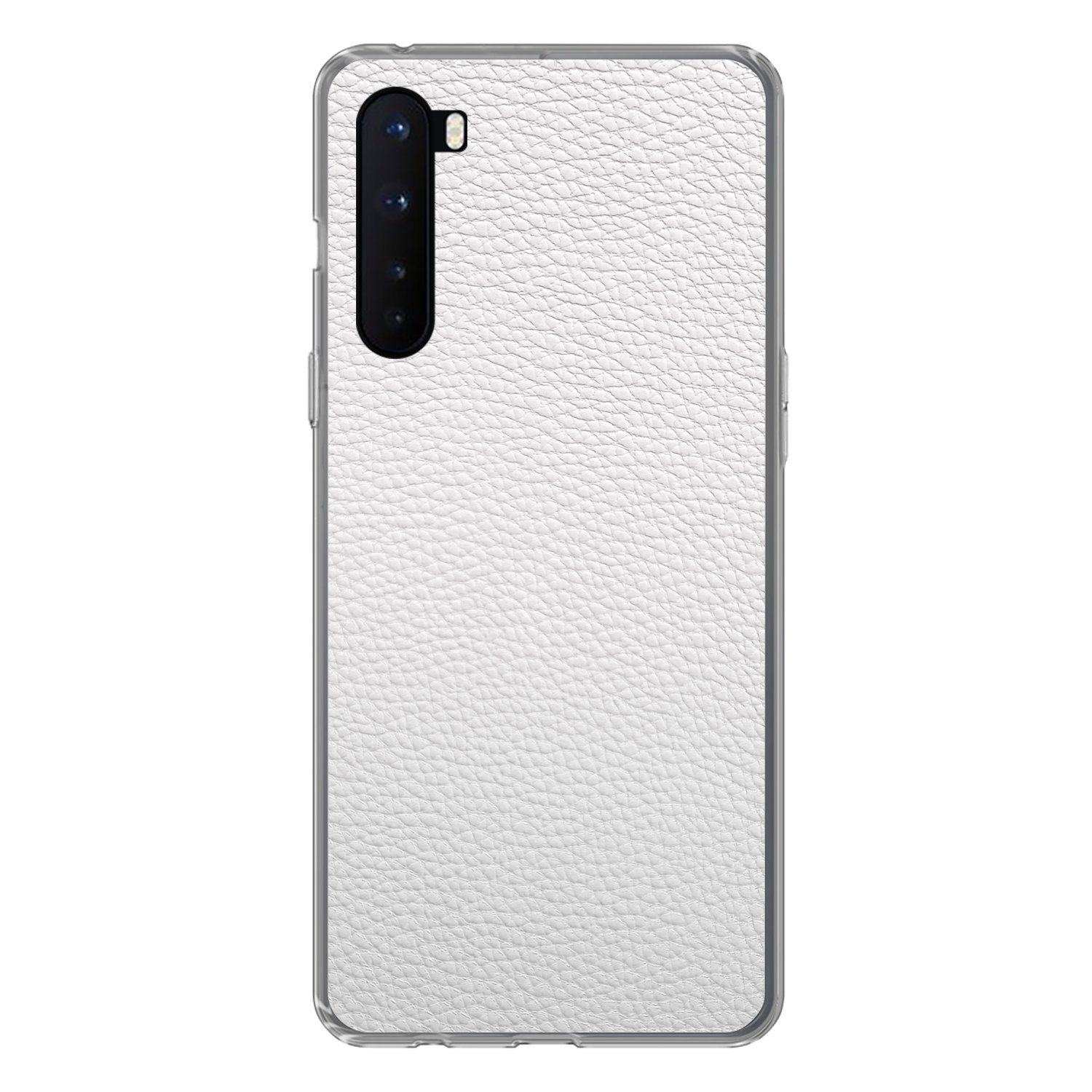MuchoWow Handyhülle für OnePlus Nord Leder - Strukturiert - Leder-Optik - Weiß, Phone Case, Silikon, Schutzhülle Dünn