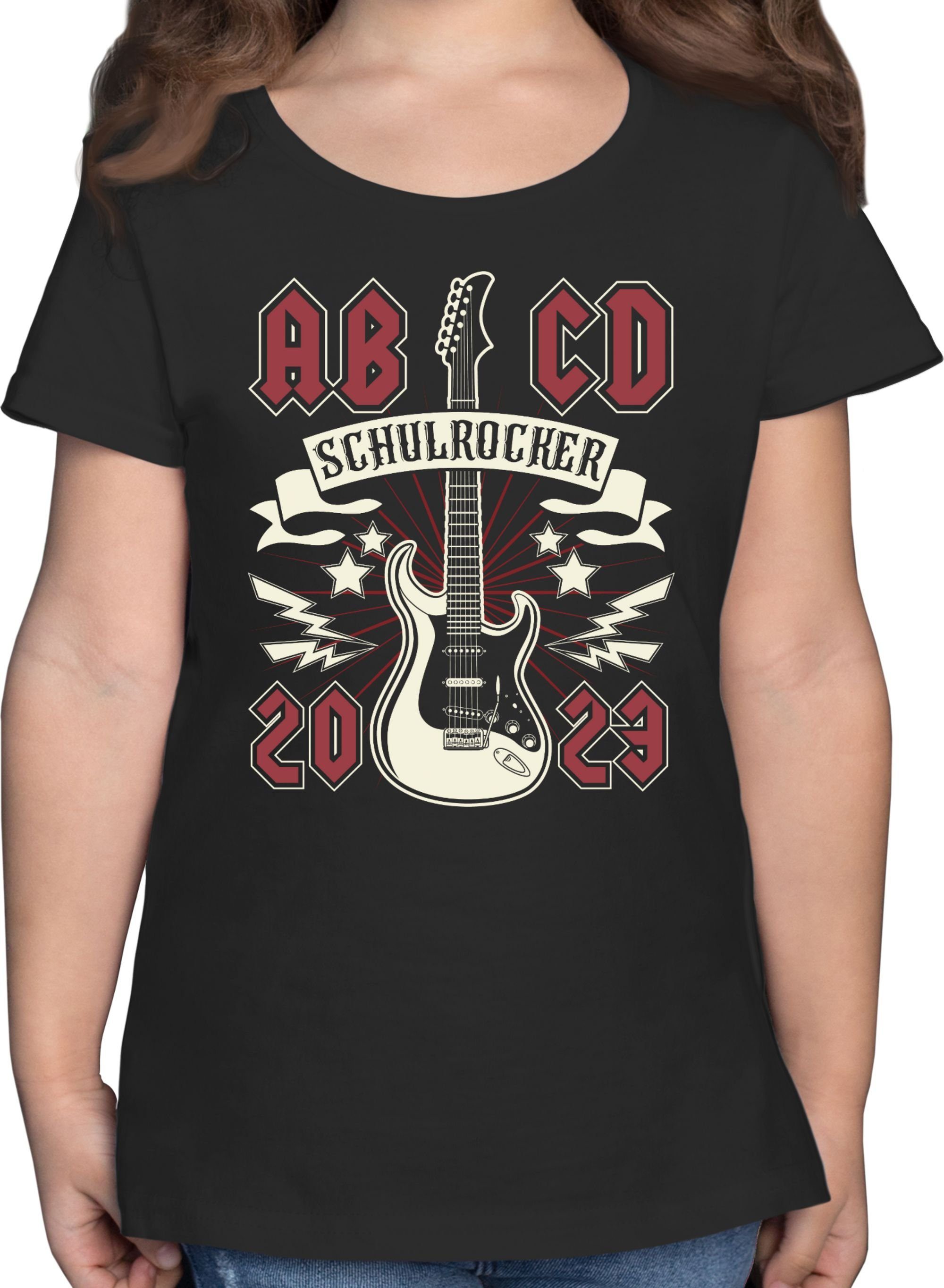 Schwarz Einschulung Mädchen Schulrocker ABCD Shirtracer T-Shirt 2