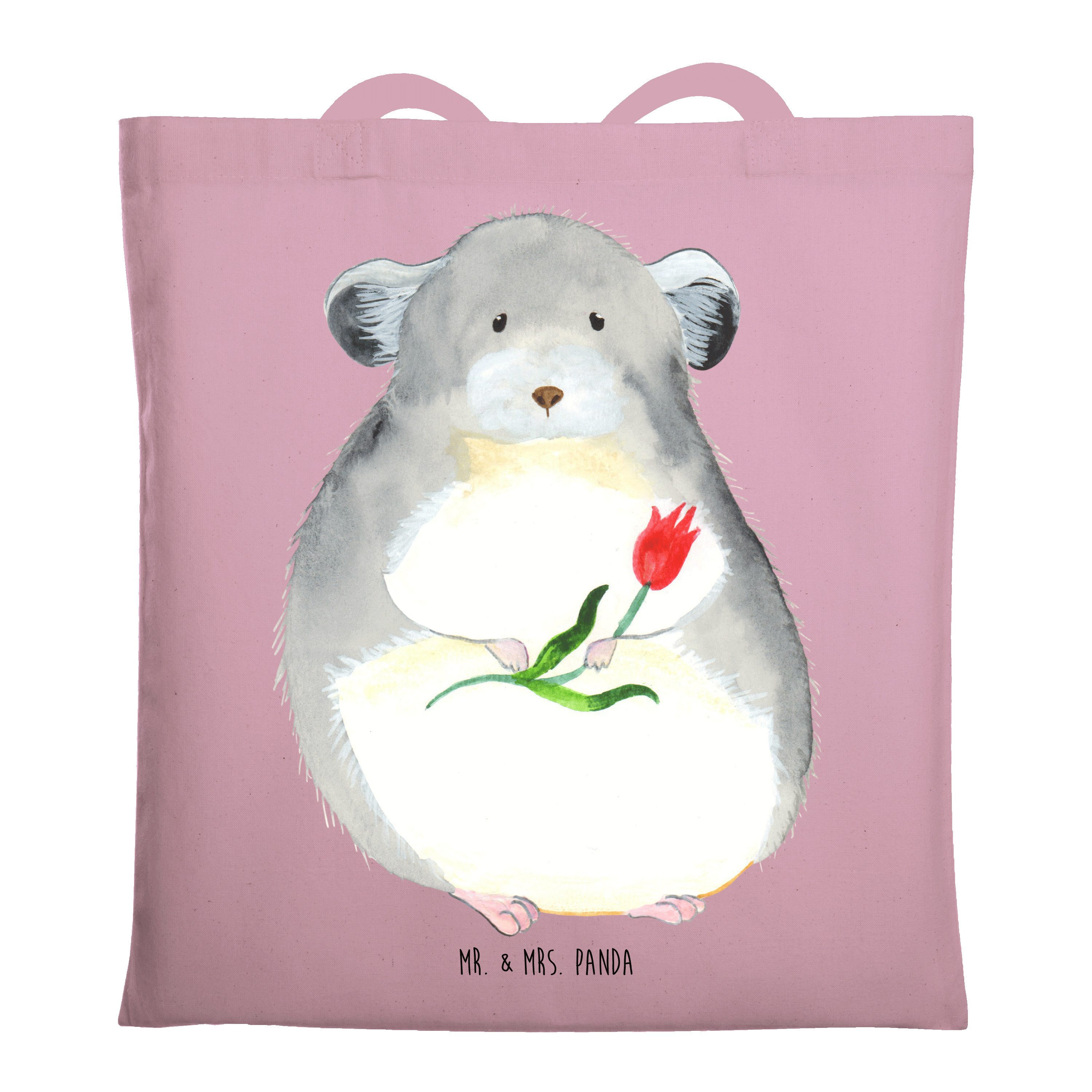 Mr. & Mrs. Panda Tragetasche Chinchilla Blume, totebag, Rosa Pastell, Lustige Sprüche, Chinchillas (Packung), Uni Tasche Büroalltag campus tasche
