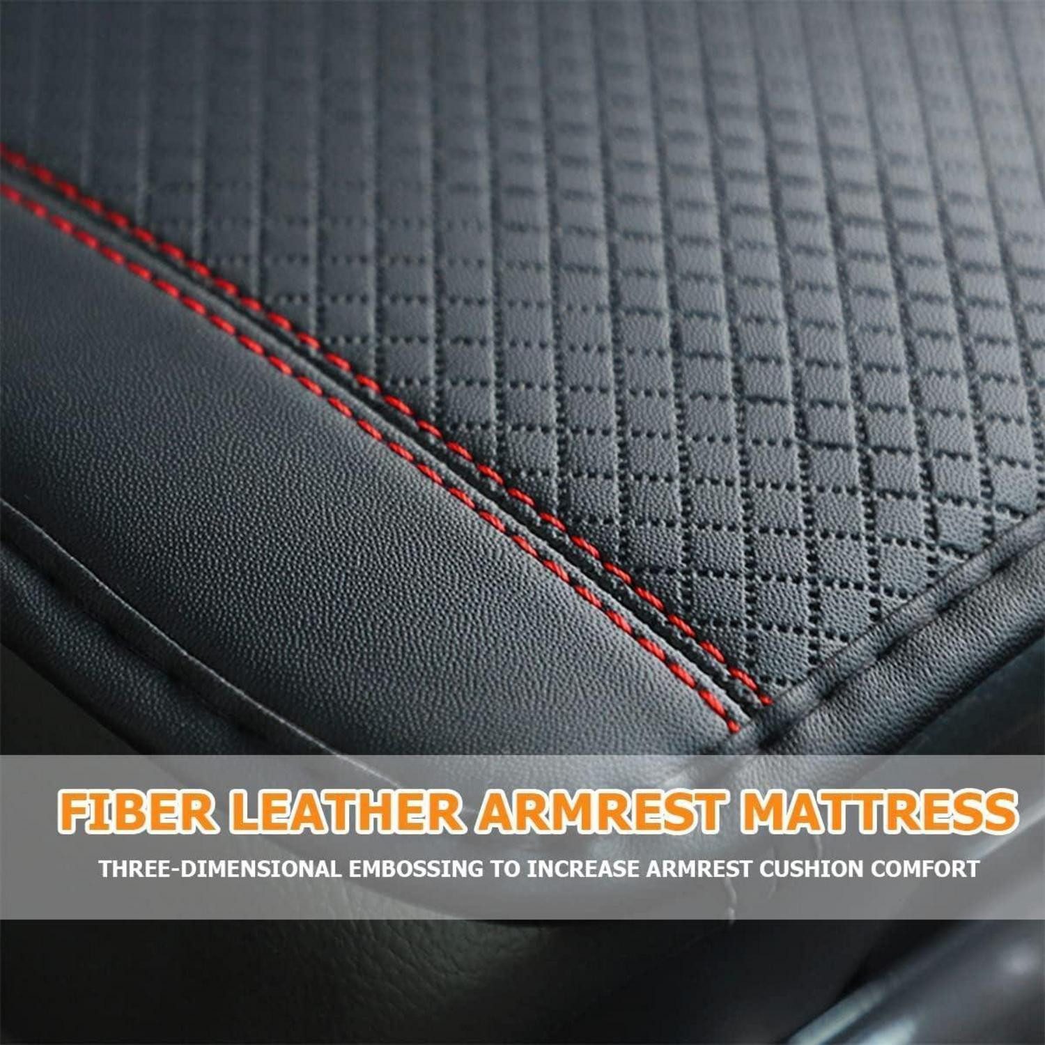 LuxusKollektion Armlehne Armlehnenkissen Leder Bezug Mittelkonsole Auto SUV Schwarzrot