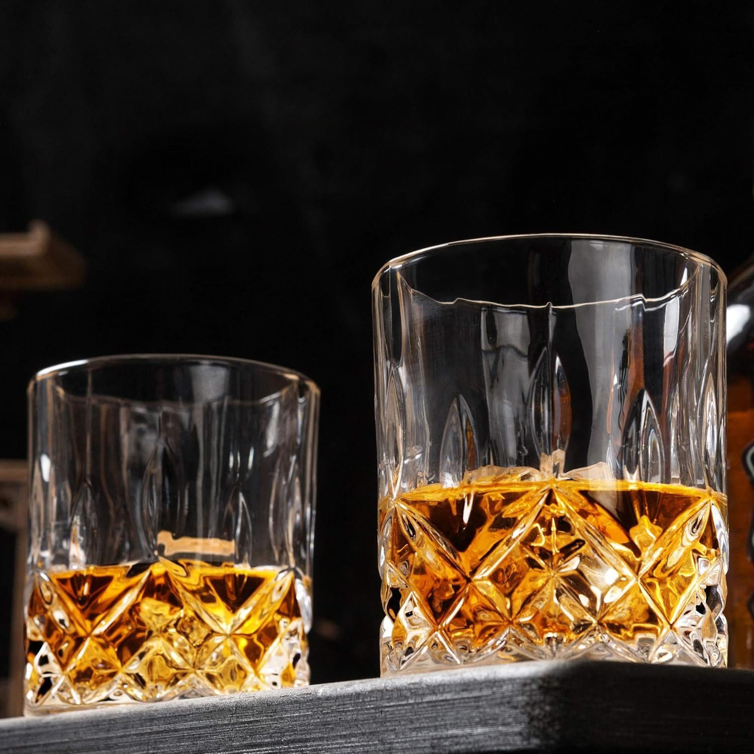 FELIXLEO Tumbler-Glas Whiskygläser 10 oz schwerer Boden altmodisches Rum-Wodka-Geschenkset, 2-tlg.