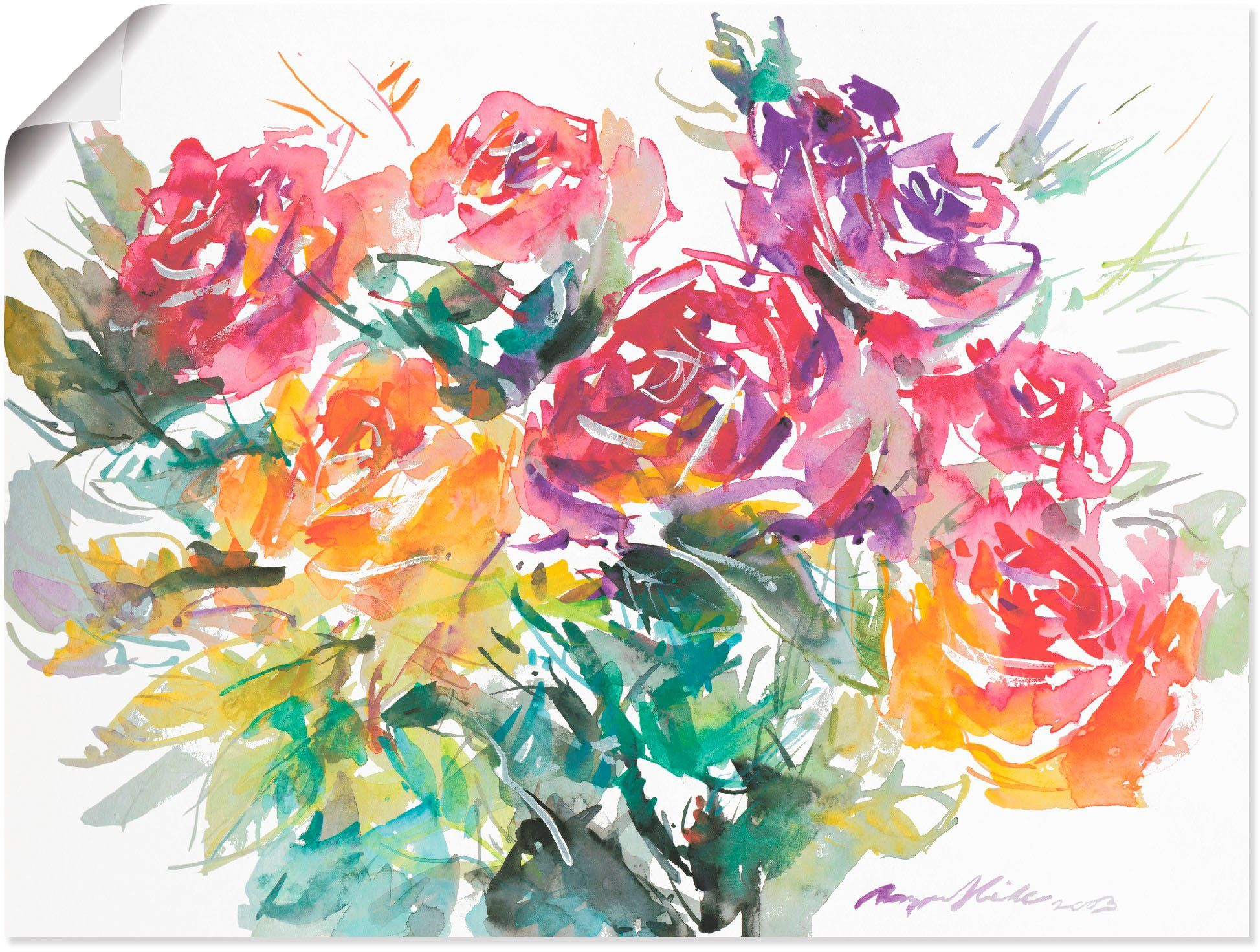 Artland Wandbild Rosenstrauß, Blumen (1 St), als Leinwandbild, Poster in verschied. Größen