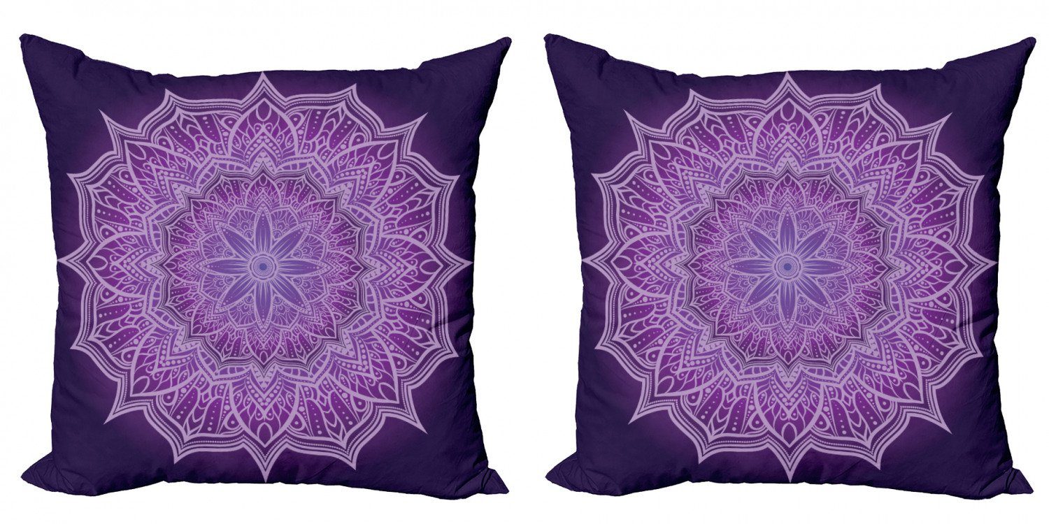 Kissenbezüge Modern lila Stück), Spitze Abakuhaus Digitaldruck, Doppelseitiger gezeichnete (2 Mandala Hand Accent