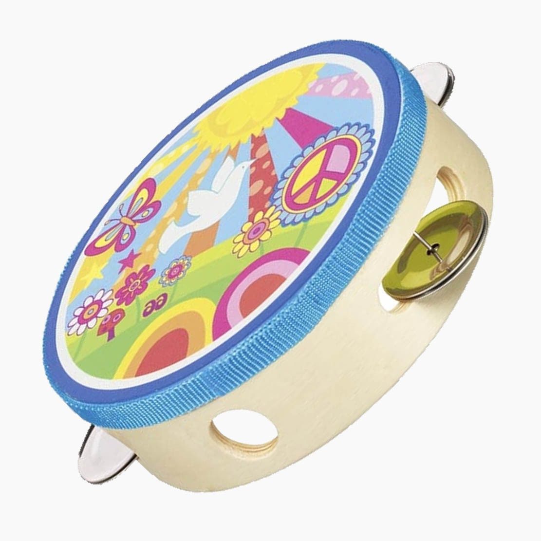 goki Spielzeug-Musikinstrument Tamburin mit Schellen Sonnenschein, (packung, 1 tlg., set), Fröhliches Design sorgt für gute Laune
