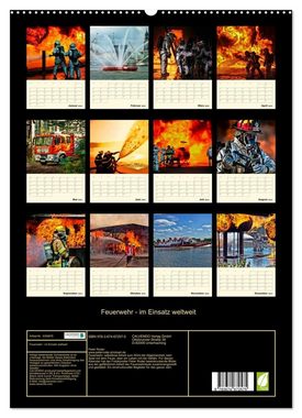 CALVENDO Wandkalender Feuerwehr - im Einsatz weltweit (Premium, hochwertiger DIN A2 Wandkalender 2023, Kunstdruck in Hochglanz)