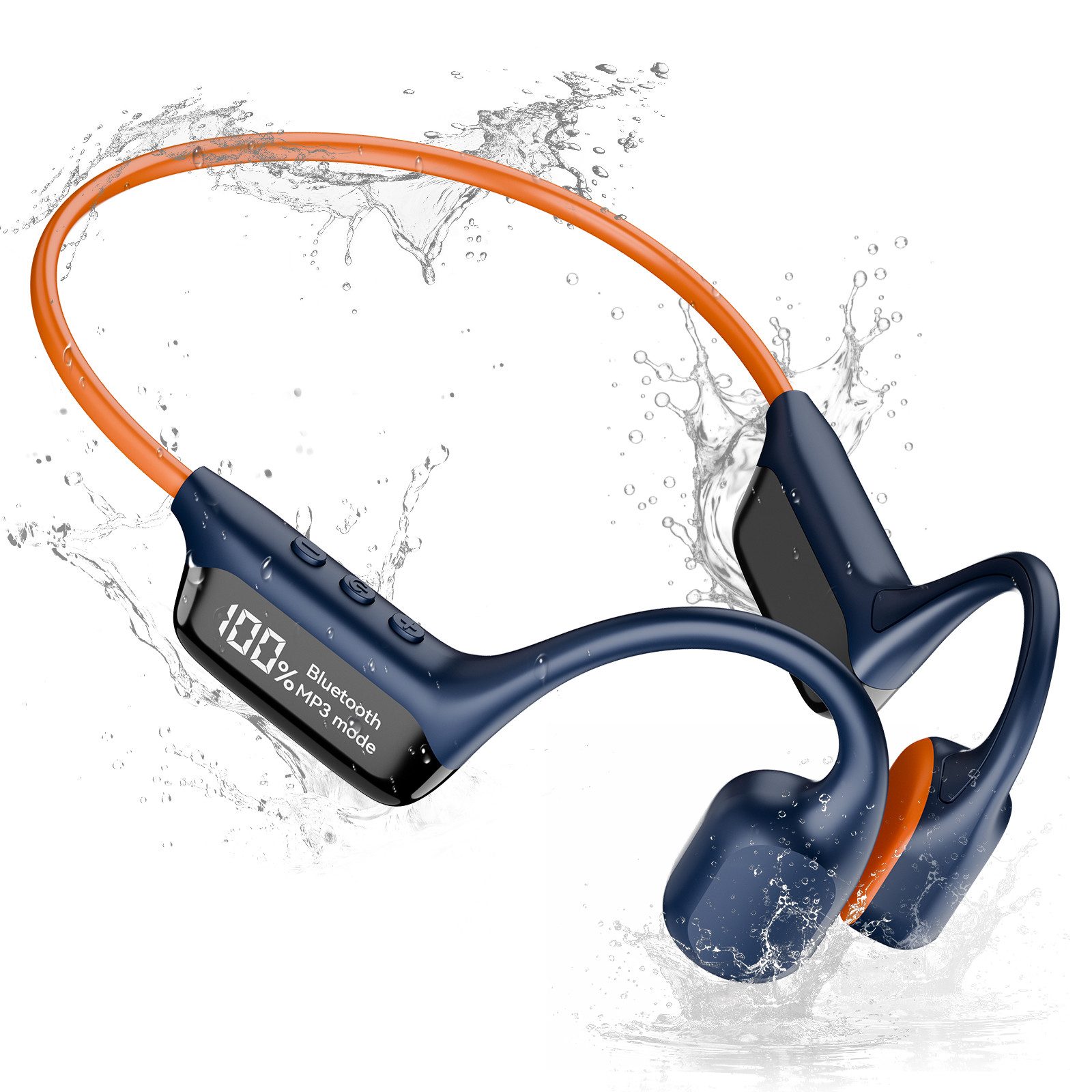 SANAG Knochenleitungs-Kopfhörer Mit LED Anzeige, IPX8 Schwimmen Kopfhörer, Open-Ear-Kopfhörer (230 mAh, 32G Memory Knochenschall Sportkopfhörer, Mit 32 Std lange Akkulaufzeit, MP3-Player und Bluetooth 5.4, Knochenschall Bluetooth Kopfhörer für Schwimmen, Laufen, Radfahren)