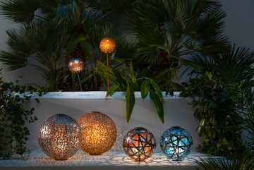 Dehner LED Solarleuchte Solar-Kugelleuchte Malabo, warmweiß, Ø 30/40 cm, Weiß, Ökologisches Licht für Garten und Terrasse, robuste Ausführung