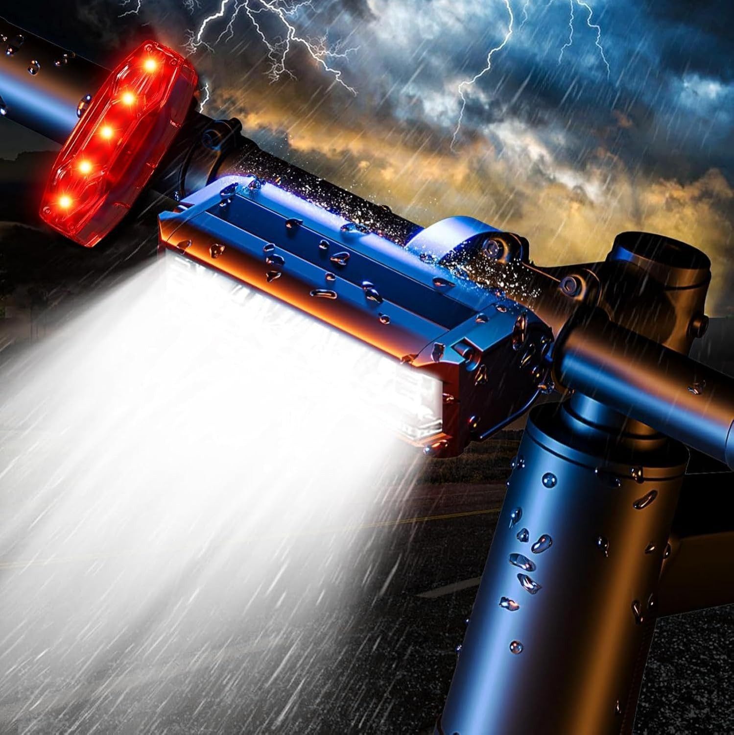 TSE Fahrradbeleuchtung LED Fahrradlicht Set 2000 Lumen StVZO IPX5 wasserdicht Aluminium