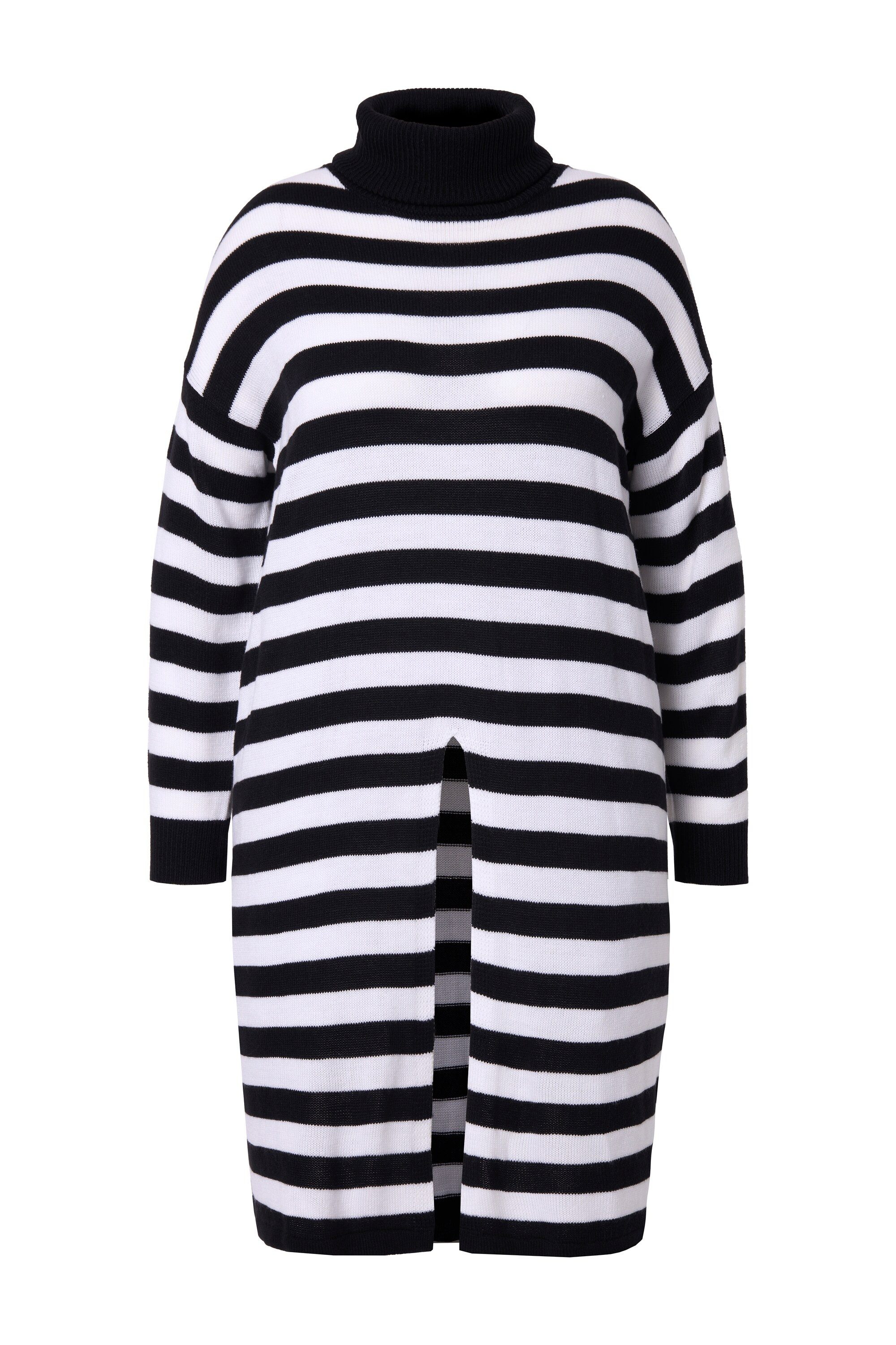 MIAMODA Strickpullover Long-Pullover A-Linie Ringel Saumschlitz günstig online kaufen