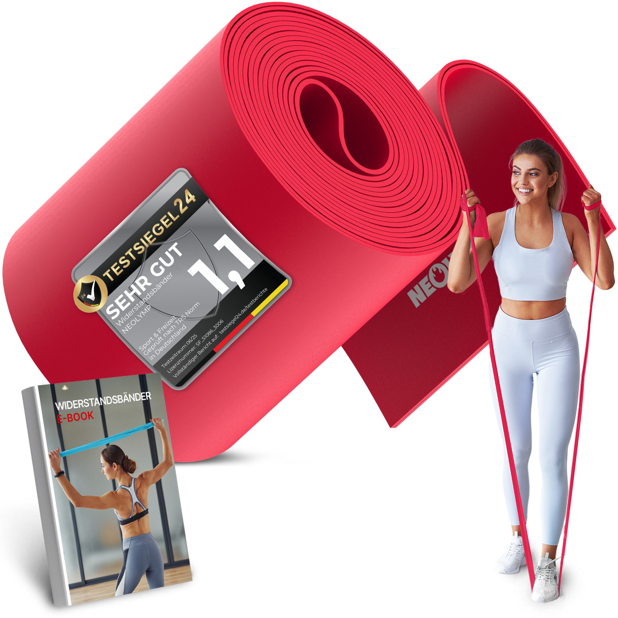 NEOLYMP Physiobänder Widerstandsbänder 15 cm breit - reißfeste Фітнес стрічки aus TPE, Flossing Band - elastische Resistance Bands für Krafttraining, Physio