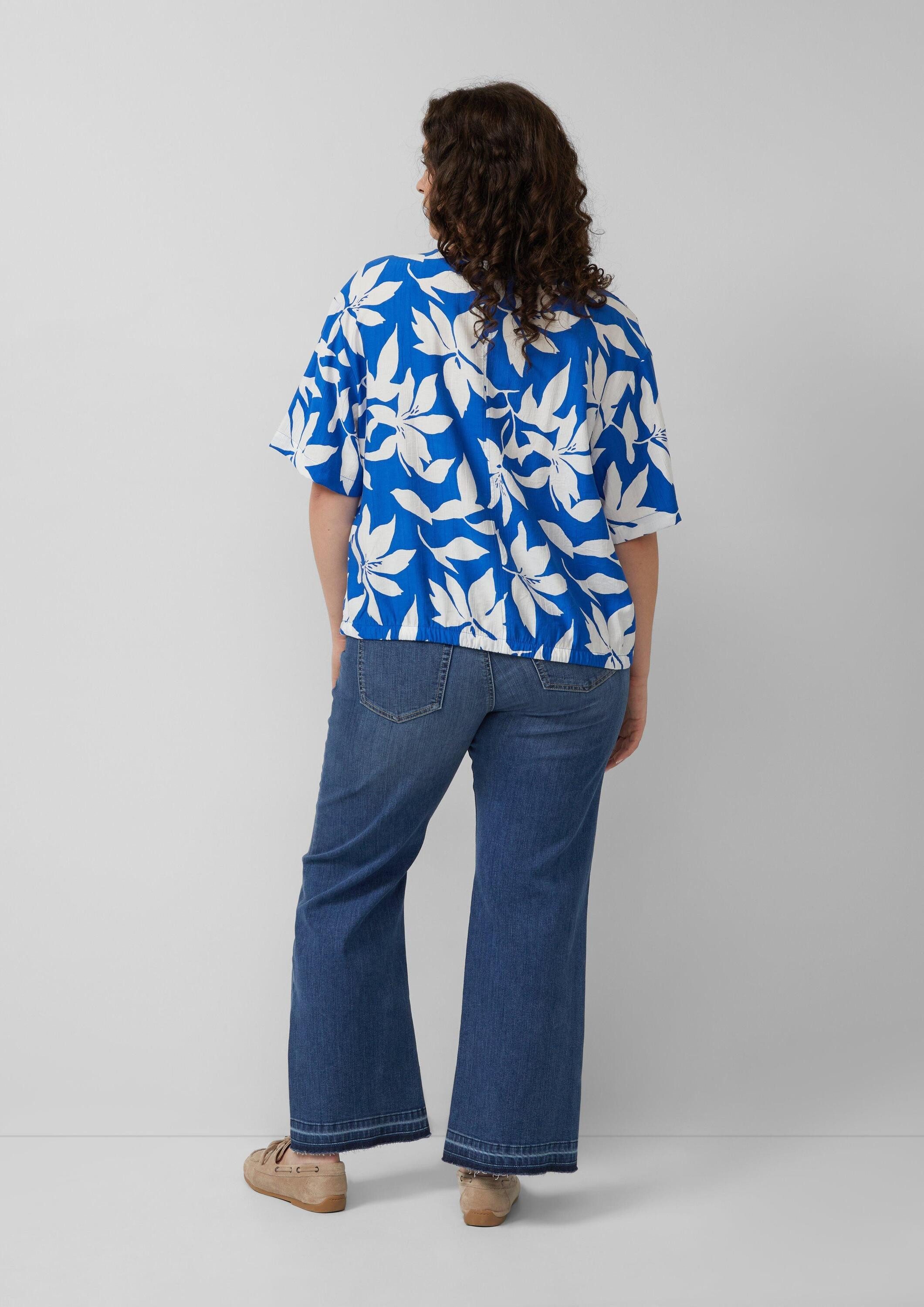 s.Oliver Kurzarmbluse Bluse Strukturierte Bluse im O-Shape