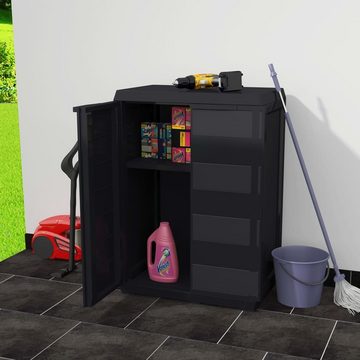 vidaXL Fächerschrank Gartenschrank mit 1 Regal Schwarz (1-St)