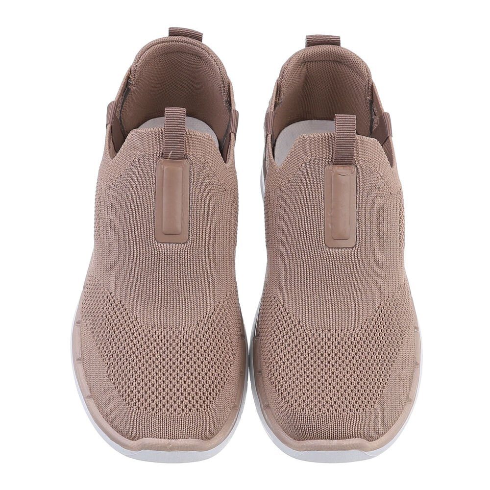 Ital-Design Damen Low-Top Freizeit Sneaker (85878589) Flach Sneakers Low in Hellbraun