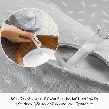 Theraline Stillkissen Das Original - Leaves - Grau, 2-tlg., Schwangerschaftskissen, Seitenschläferkissen 190 cm Bezug: Baumwolle
