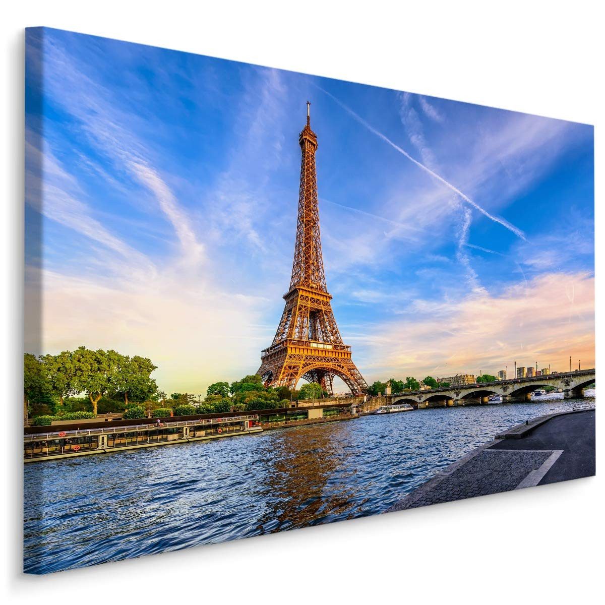 Muralo Leinwandbild Architektur – Leinwandbild Wandbild Kunstdruck Wohnzimmer, Gebäude (1 St), Paris – Stadt – Frankreich, 30 x 20 cm, aufhängefertig