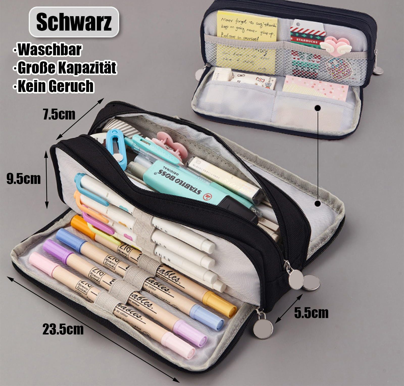 Bextsrack Schreibgeräteetui Große Kapazität Federmäppchen mit 3 Fächern, (1-tlg), Stiftemappe für Schule, Teenager, Mädchen, Jungen, Männer und Frauen