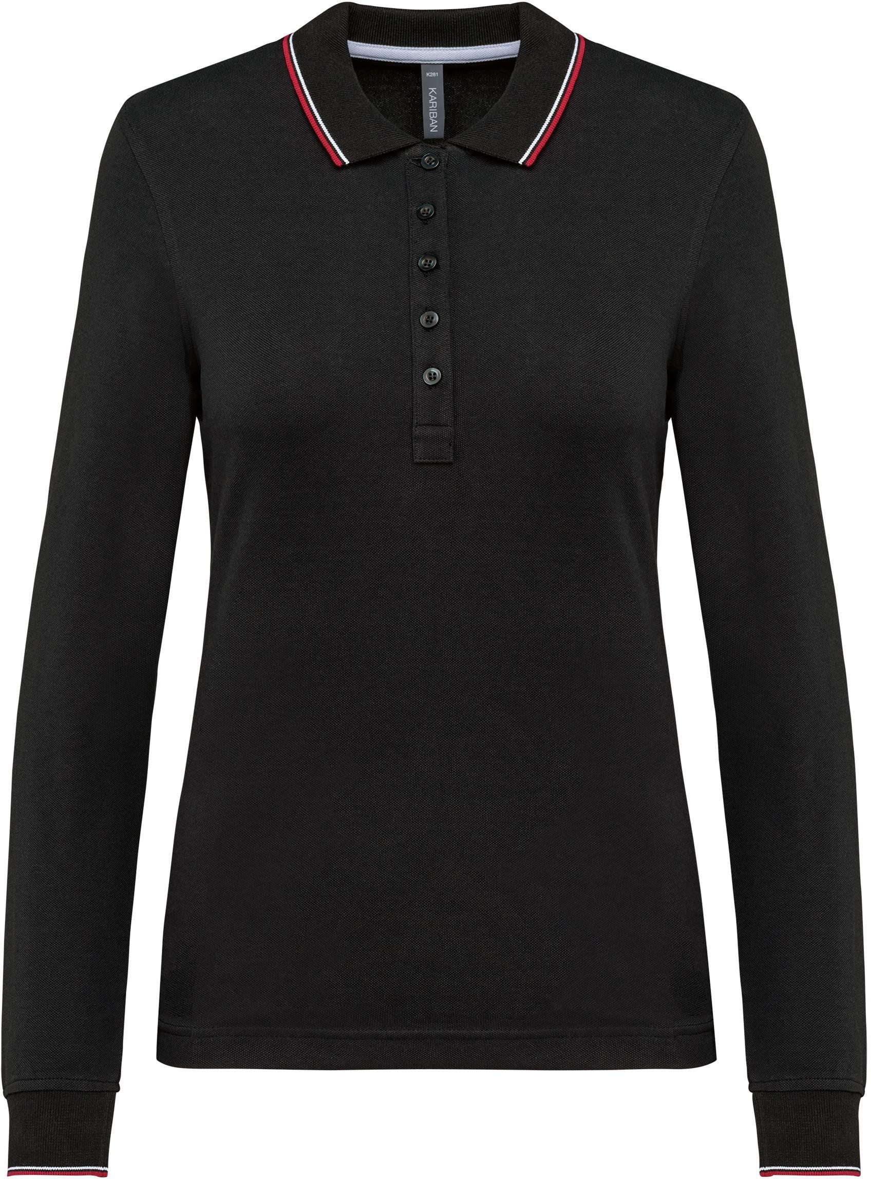 Kariban Langarm-Poloshirt Langarm-Polohemd aus Piqué für Damen
