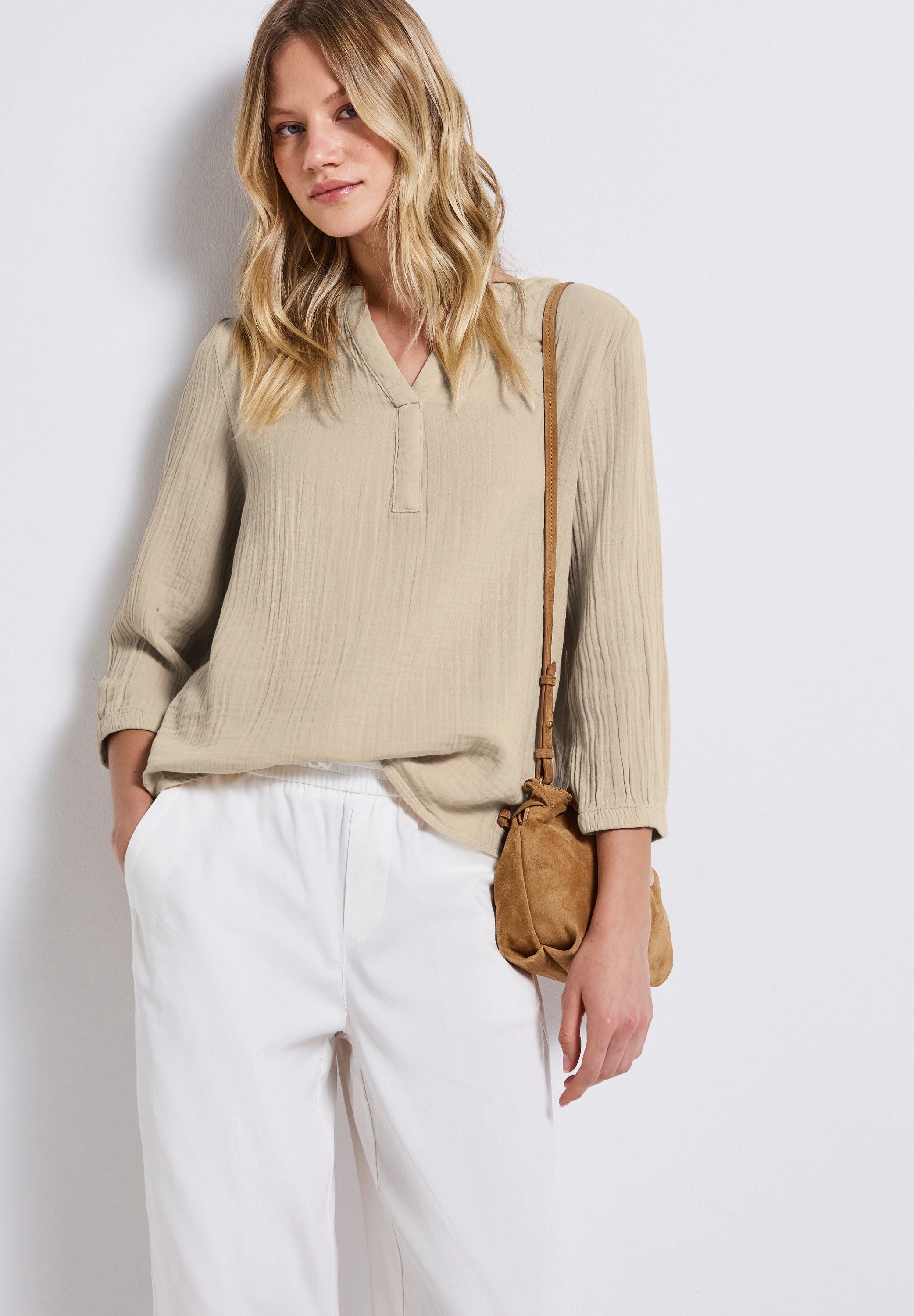 STREET ONE Kurzarmbluse Musselin Tunika (1-tlg) günstig online kaufen