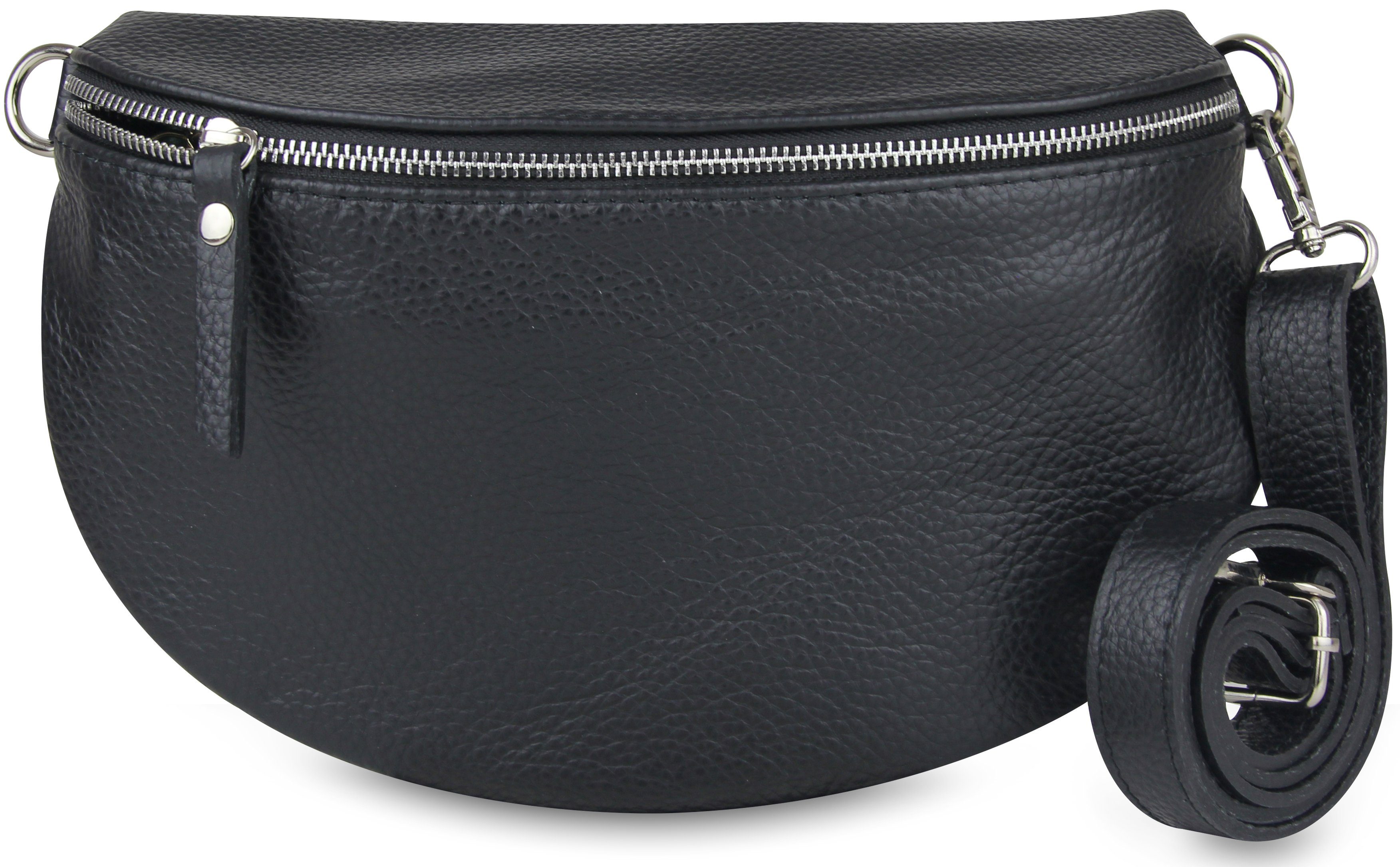 Umhängetasche Damen aus Echtleder, Made in Italy, Crossbody Schulter/Bauchtasche