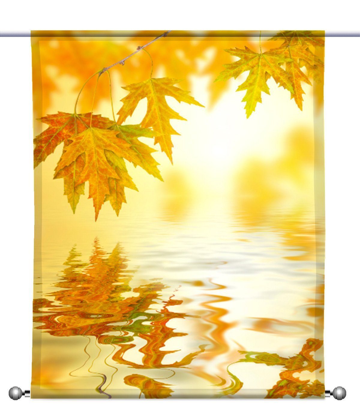Scheibengardine Scheibenhänger Goldener Herbst rechteckig mit Beschwerung, gardinen-for-life