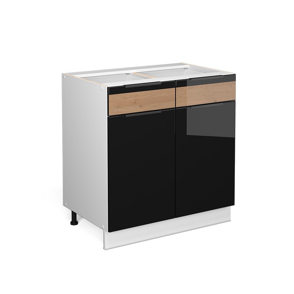 Vicco Midischrank Fame-Line, Schwarz-Eiche Hochglanz/Weiß, 80x81.6cm günstig online kaufen