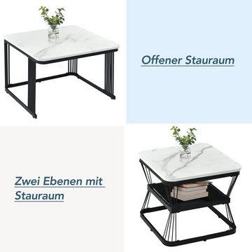 EXTSUD Beistelltisch Modernes 2er Set Beistelltische, 2 Tische mit den Maßen 65x65x45 cm und 45x45x39,5 cm