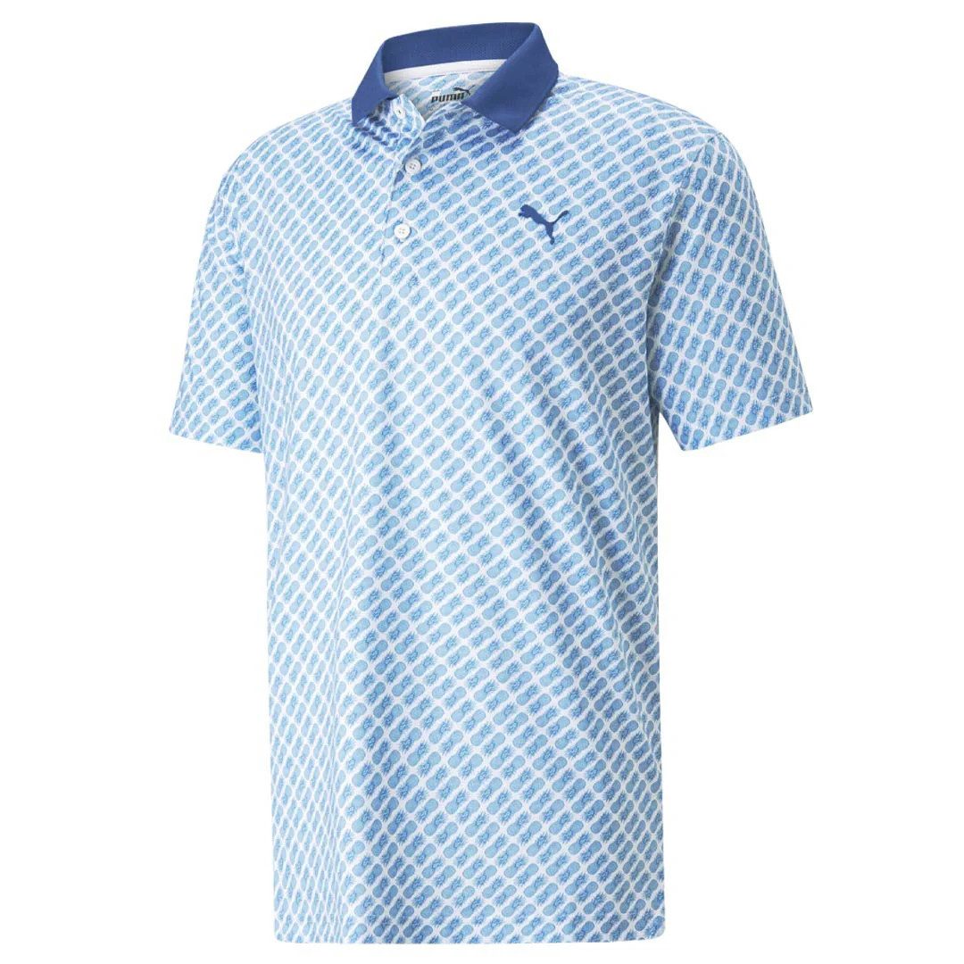 PUMA Poloshirt Puma Golf Polo Mattr Pineapples Blau/Weiß Herren
