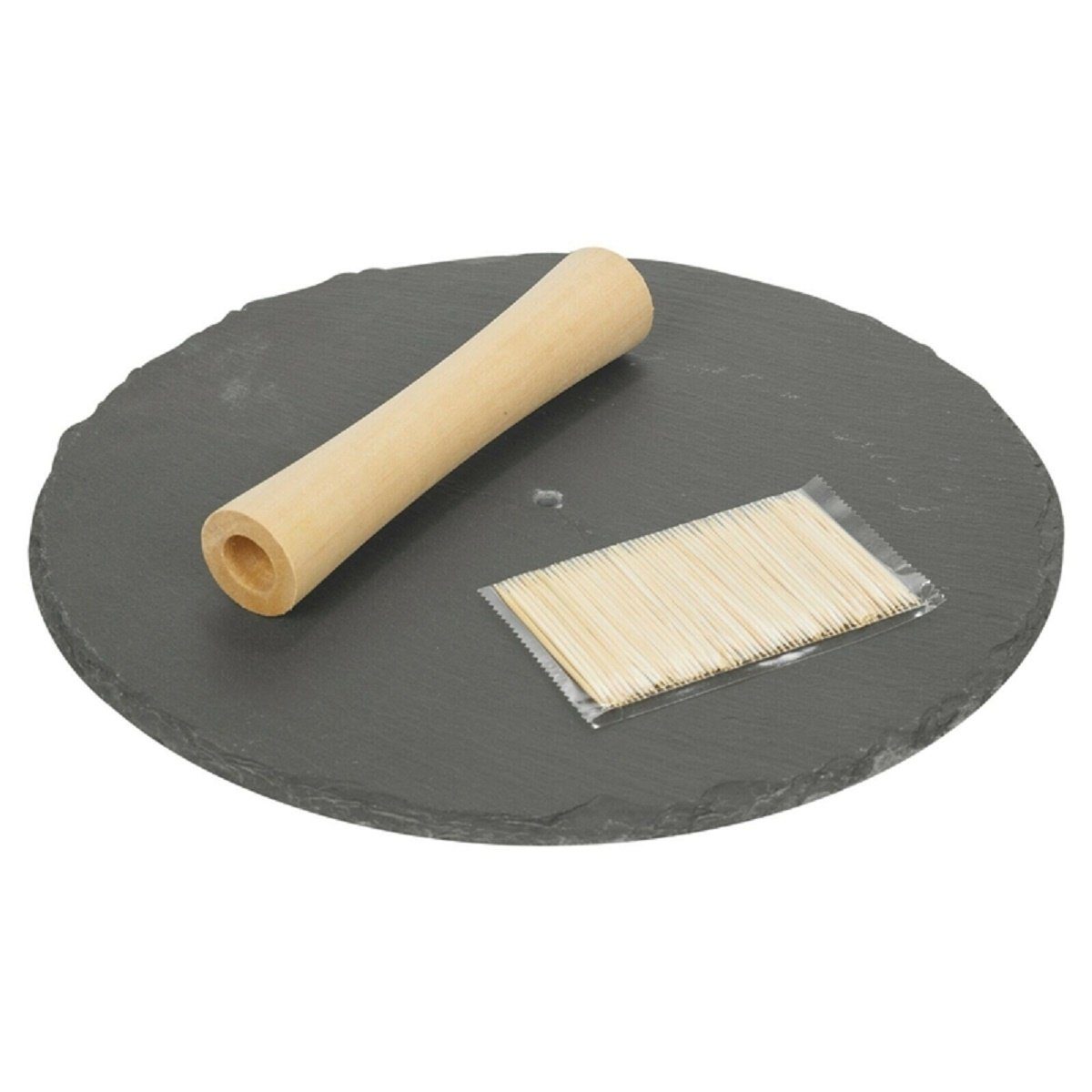 und Snack-Servier-Set 30 Alpina Servierplatte Tablett cm robuster Sticks, Steinschiefer