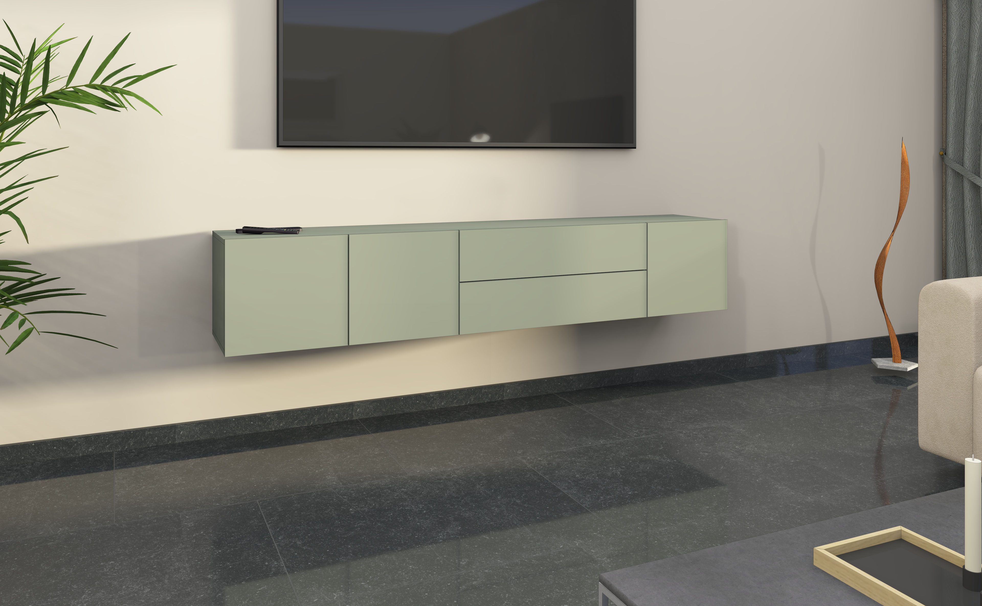 borchardt Möbel Lowboard Sophia, TV-Schrank Breite 190 cm, Breite 190 cm, hängend montierbar
