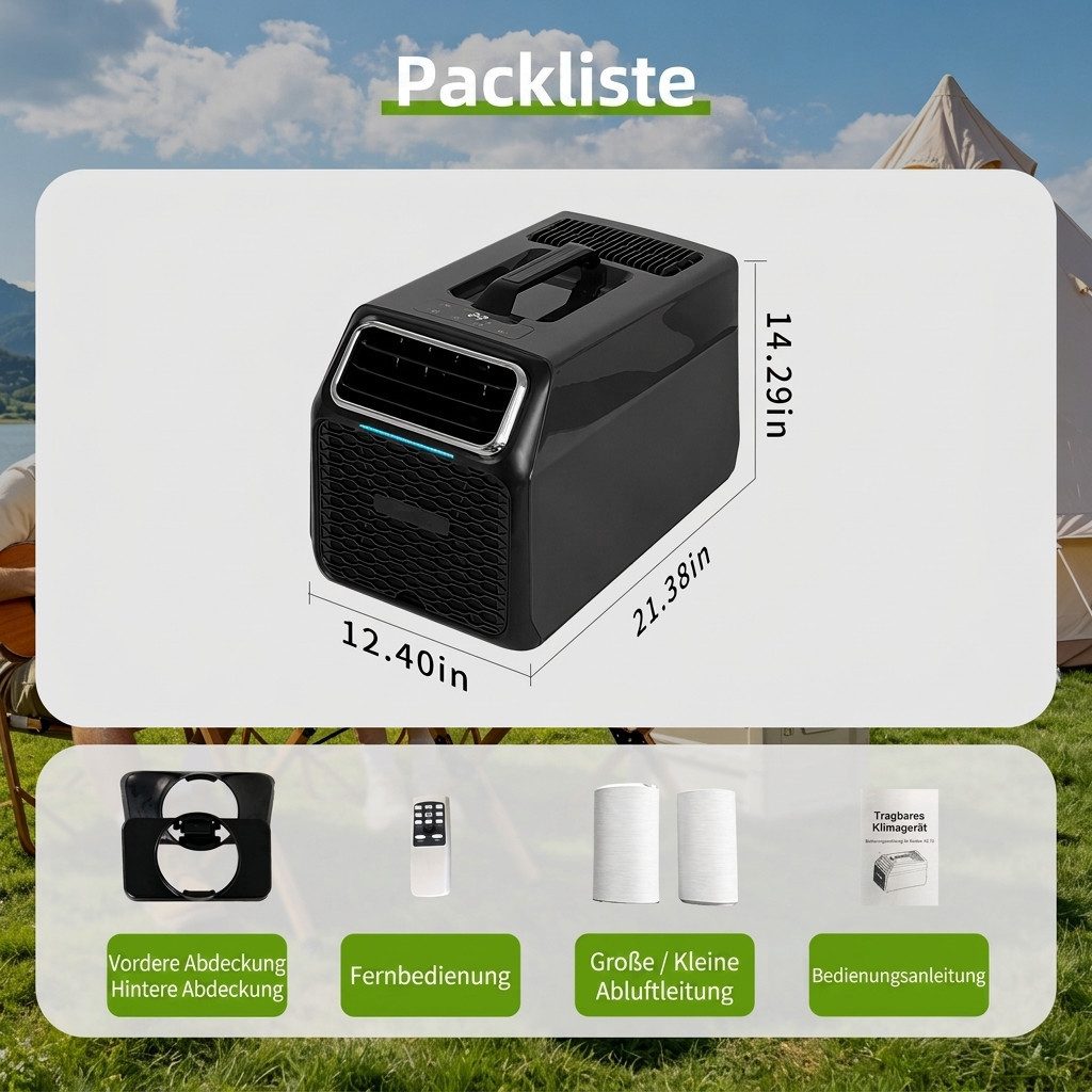 Rolipo Klimagerät Tragbare Camping-Klimaanlage Luftkühler 4-in-1 Klimagerät Wohnmobil, 5000BTU 550W Kühlung/Entfeuchtung/Ventilation/Schlafmodus – Bild 4 von 4