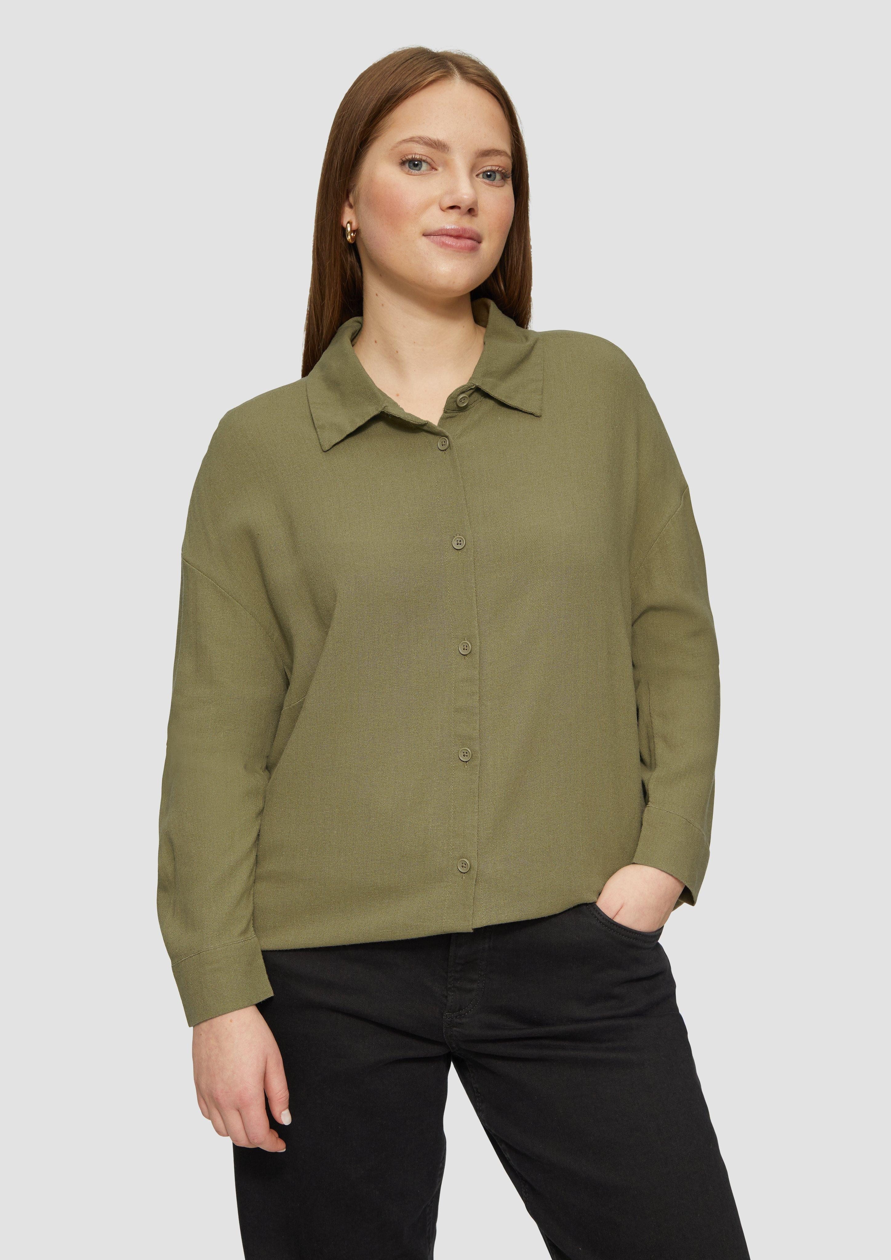 Langarmbluse Longbluse aus Leinenmix