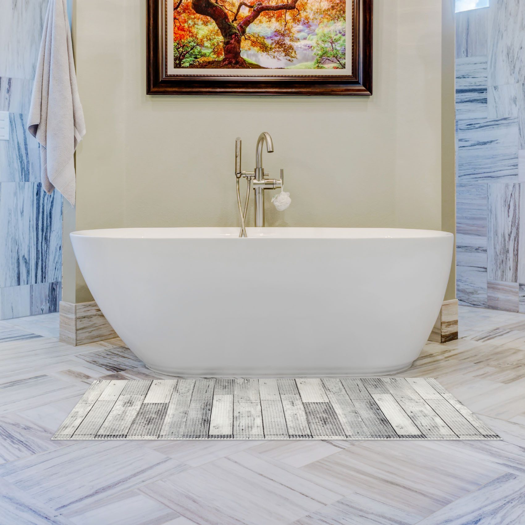 ANRO Schaum-Badematte Antirutschmatte Weichschaummatte mit Drainage Premium, Höhe 5 mm, strapazierfähig, Drainage Effekt, Rillen, wasserdurchlässig, rutschhemmend, pflegeleicht, Weich, Rutschfest, Rutschhemmend, Schnelltrockend, mit Drainagelöchern, Modern, Praktisch, PVC, Eckig, Geprägt