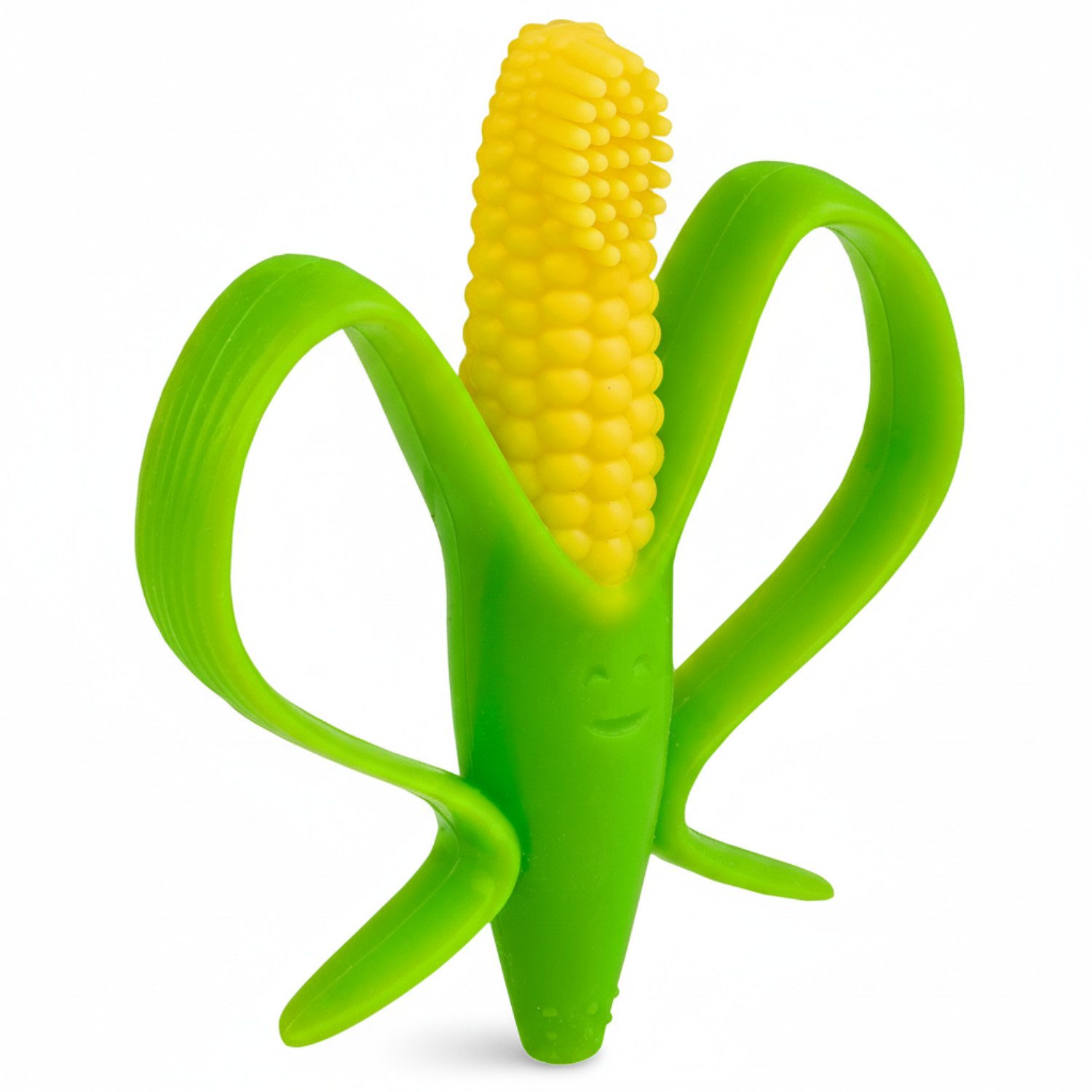 BabyHerz Beißring Baby Beißring Banane 2 in 1, Zahnungshilfe & Zahnbürste für Babys, Spielerisch zahnen – bunte Banane, 100 % BPA-frei & babyfreundlich