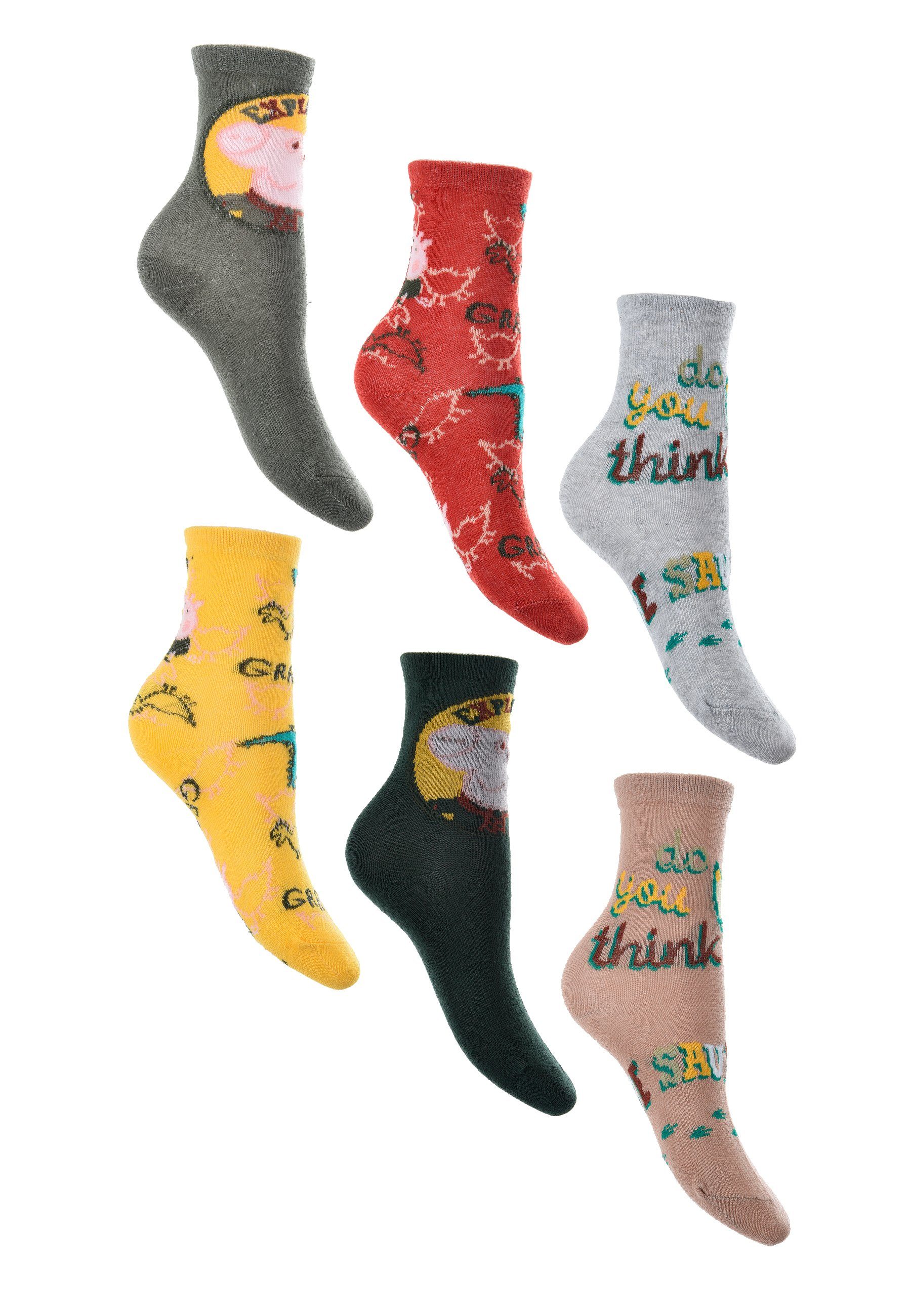 Peppa Pig Socken George Kinder Jungen Strümpfe Socken (6-Paar) | Socken