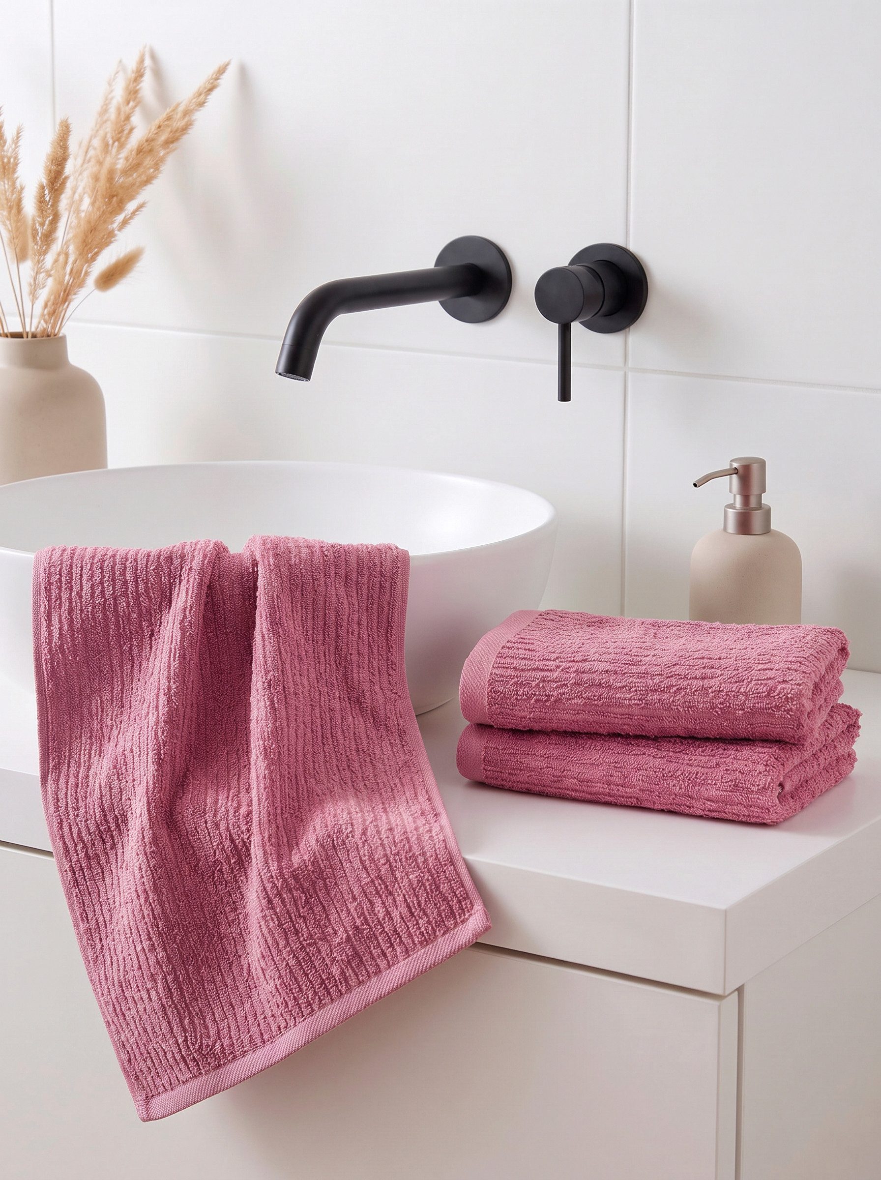 OTTO home Gästehandtücher Riva, 30x50, Premium Handtücher, 500 gr/m², Webfrottier (3-St), Hoch-Tief-Struktur, Streifen, weich, 5 Jahre Garantie