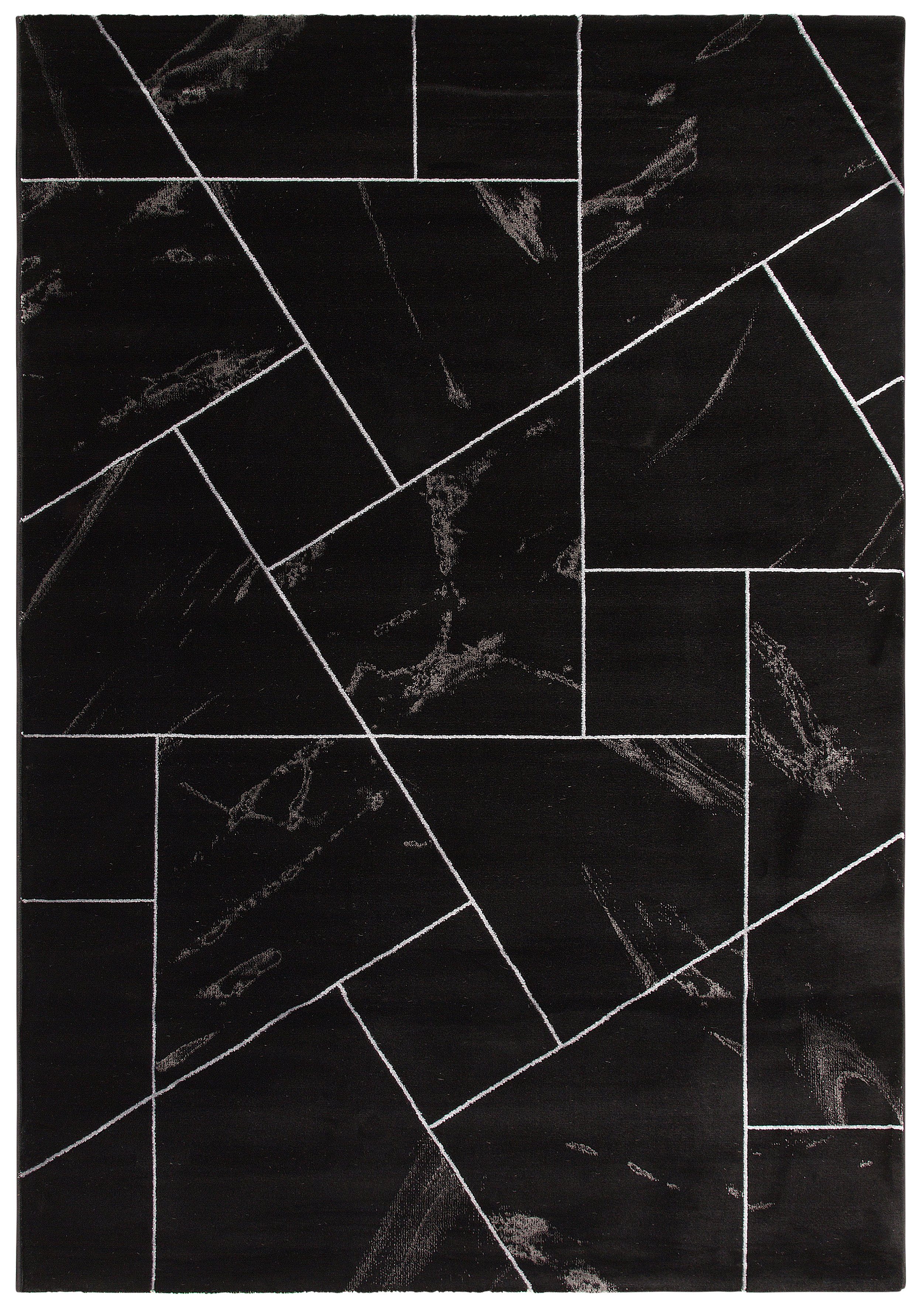 rechteckig, 12 geometrisches Marmor-Design, Leonique, Muster, Höhe: Lerina, Teppich Hoch-Tief-Effekt, mm, Kurzflor