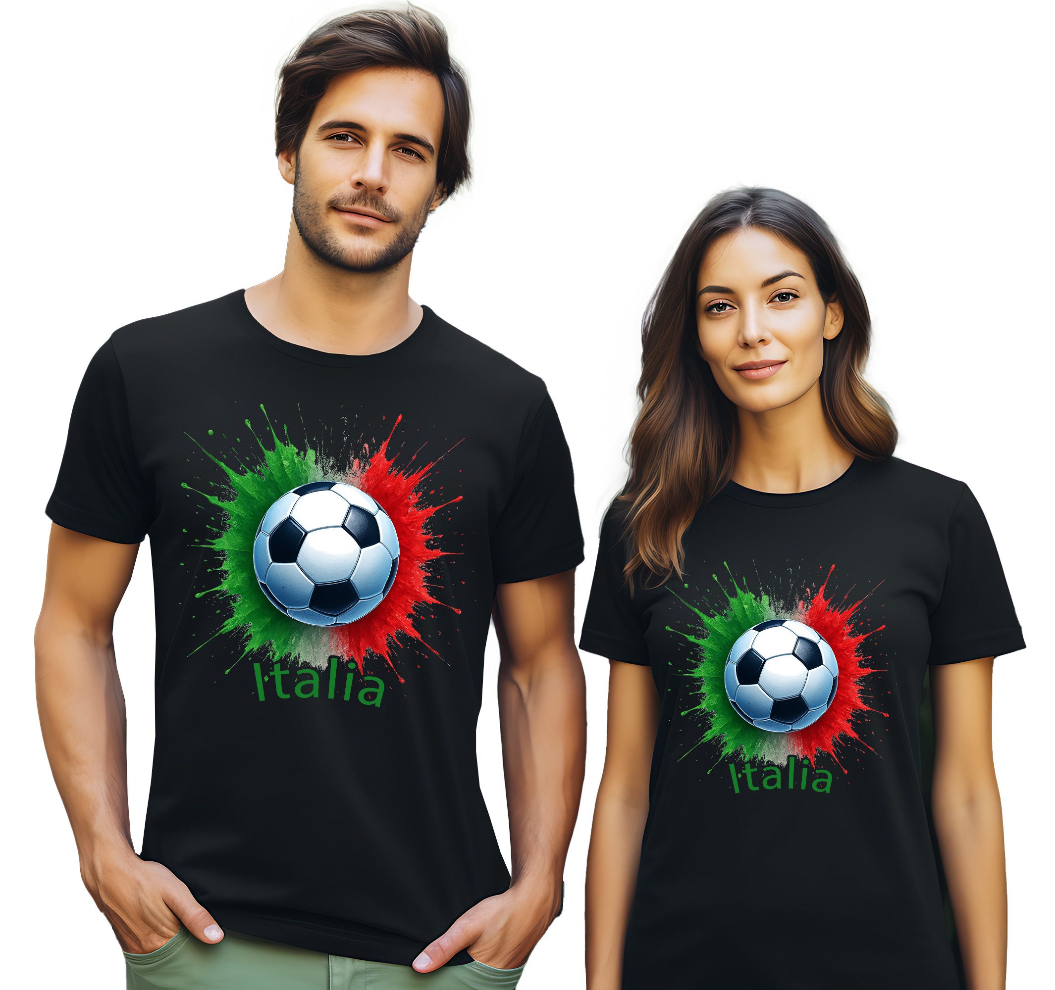 MyDesign24 T-Shirt Fussball Shirt - WM T-Shirt schwarz Herren und Damen Fussball kurzarm Italien Fan-Shirt i677