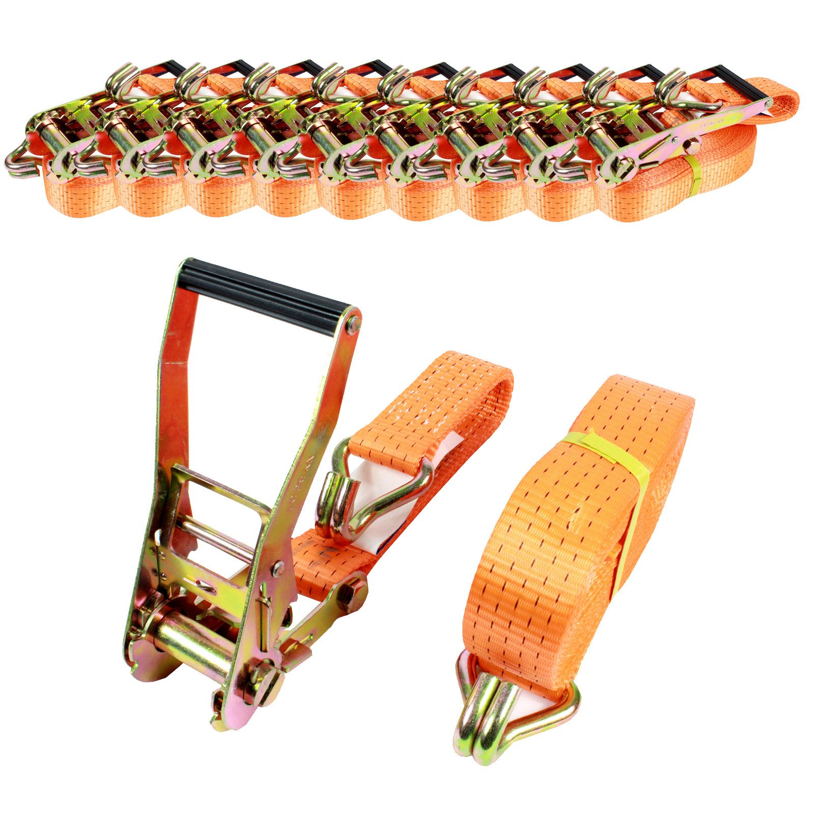 Spanngurt 10x Zurrgurt mit Ratsche Spanngurte 2-tlg 6m 5t 5to 5000kg TÜV/GS