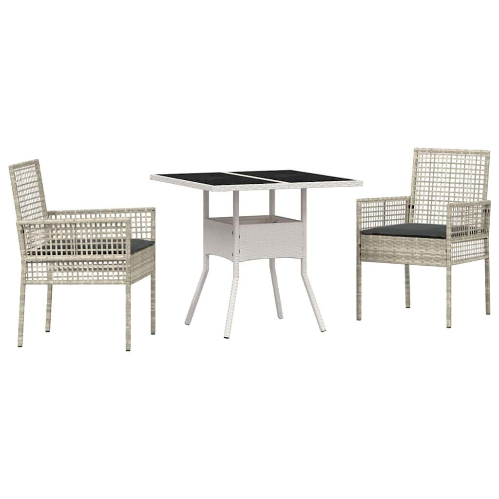 vidaXL Gartenlounge-Set Garten Essgruppe 3 Stk. Hellgrau Poly-Rattan, (3-tlg)