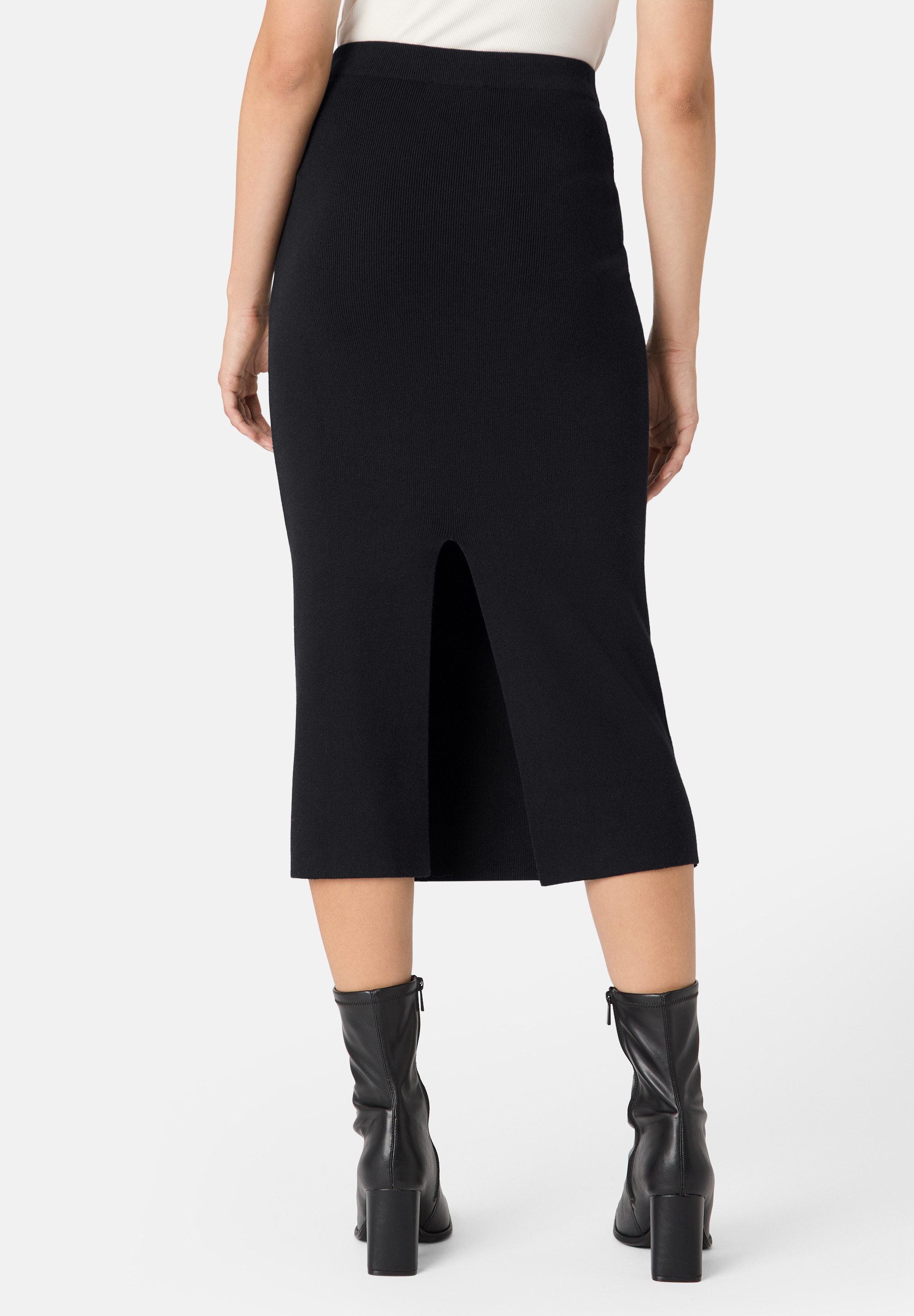 Les Lunes Sommerrock KATIIE Skirt Fine Knit Midi Rib Feinripp, Midi, Bleistiftrock, Gehschlitz, Elastischer Bund
